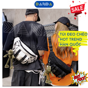 Túi đeo chéo nam nữ cá tính, túi bao tử canvas độc lạ hiếm phong cách ulzzang hàn quốc - Danda Store giá sỉ