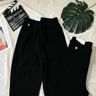 Quần baggy jean nữ túi nắp màu đen size đại hàng VNXK MS111 thời trang jean 2Kjean giá sỉ