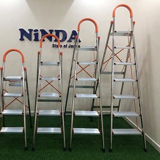Thang ghế Inox Ninda NDI - 07 (7 bậc), Thang ghế Inox Ninda bản to 7 bậc (màu cam) giá sỉ