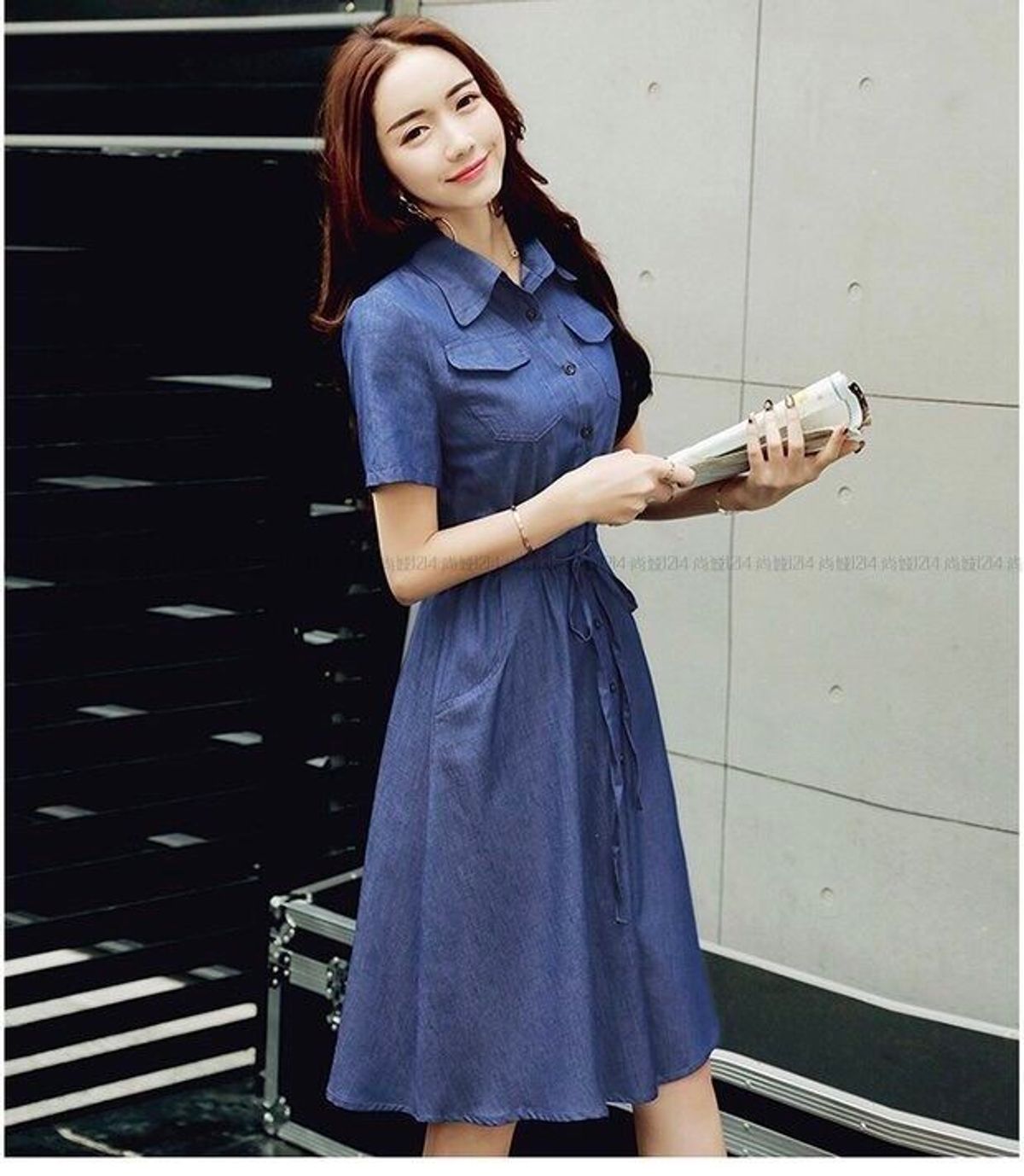 ĐẦM JEAN XOÈ EO DÂY RÚT - DT449 ĐẦM JEAN XOÈ EO DÂY RÚT - DT449