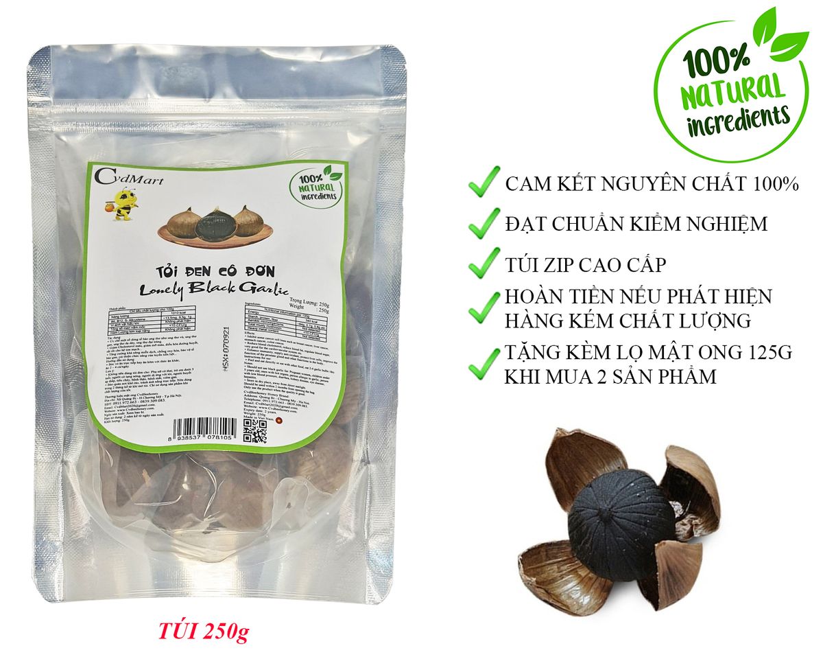 Tỏi Đen Cô Đơn 250g CvdMart - Lonely Black Garlic Tỏi Đen Cô Đơn 250g CvdMart - Lonely Black Garlic