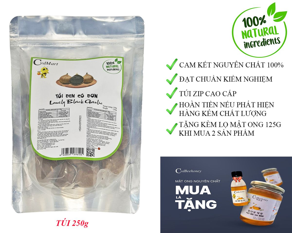 Tỏi Đen Cô Đơn 250g CvdMart - Lonely Black Garlic Tỏi Đen Cô Đơn 250g CvdMart - Lonely Black Garlic