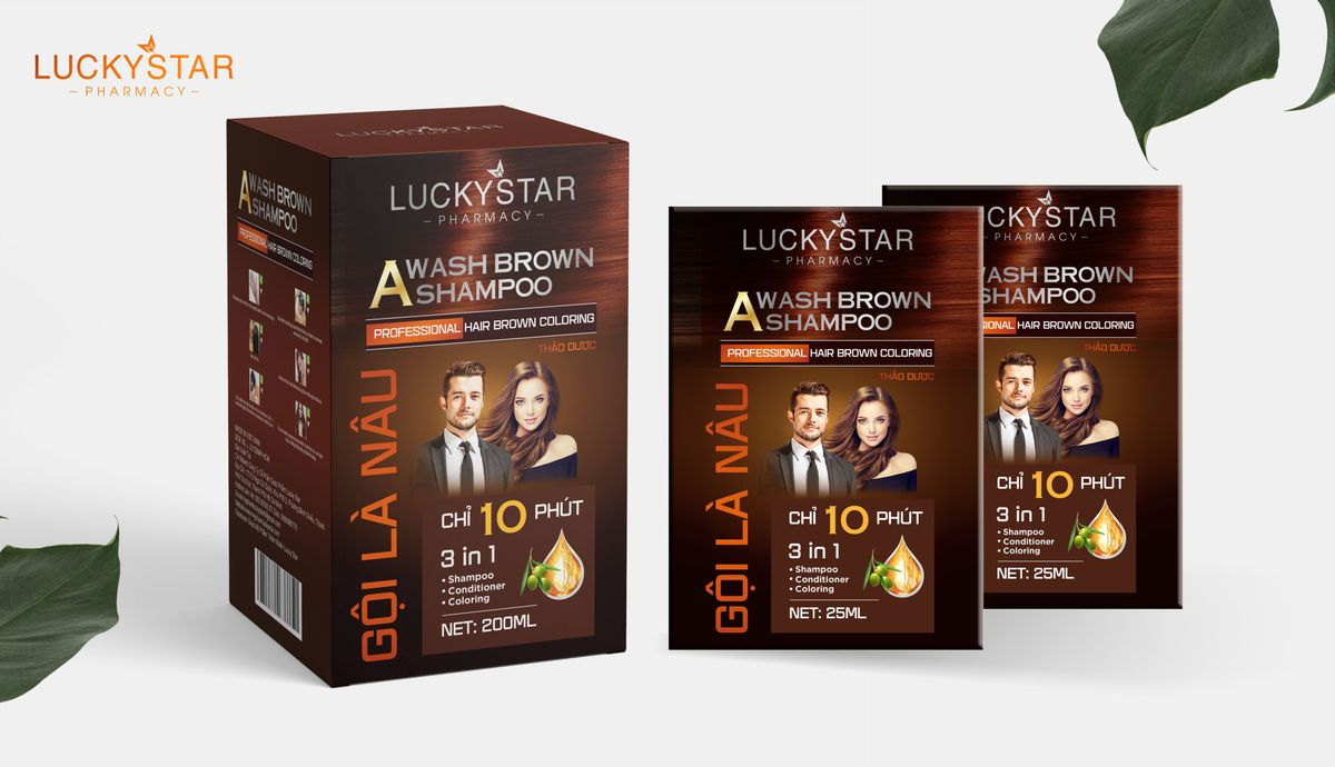 Gội Là Nâu Thảo Dược Cao Cấp Lucky Star - Hộp/10gói*25ml Gội Là Nâu Thảo Dược Cao Cấp Lucky Star - Hộp/10gói*25ml