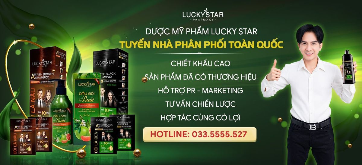 Gội Là Nâu Thảo Dược Cao Cấp Lucky Star - Hộp/10gói*25ml Gội Là Nâu Thảo Dược Cao Cấp Lucky Star - Hộp/10gói*25ml