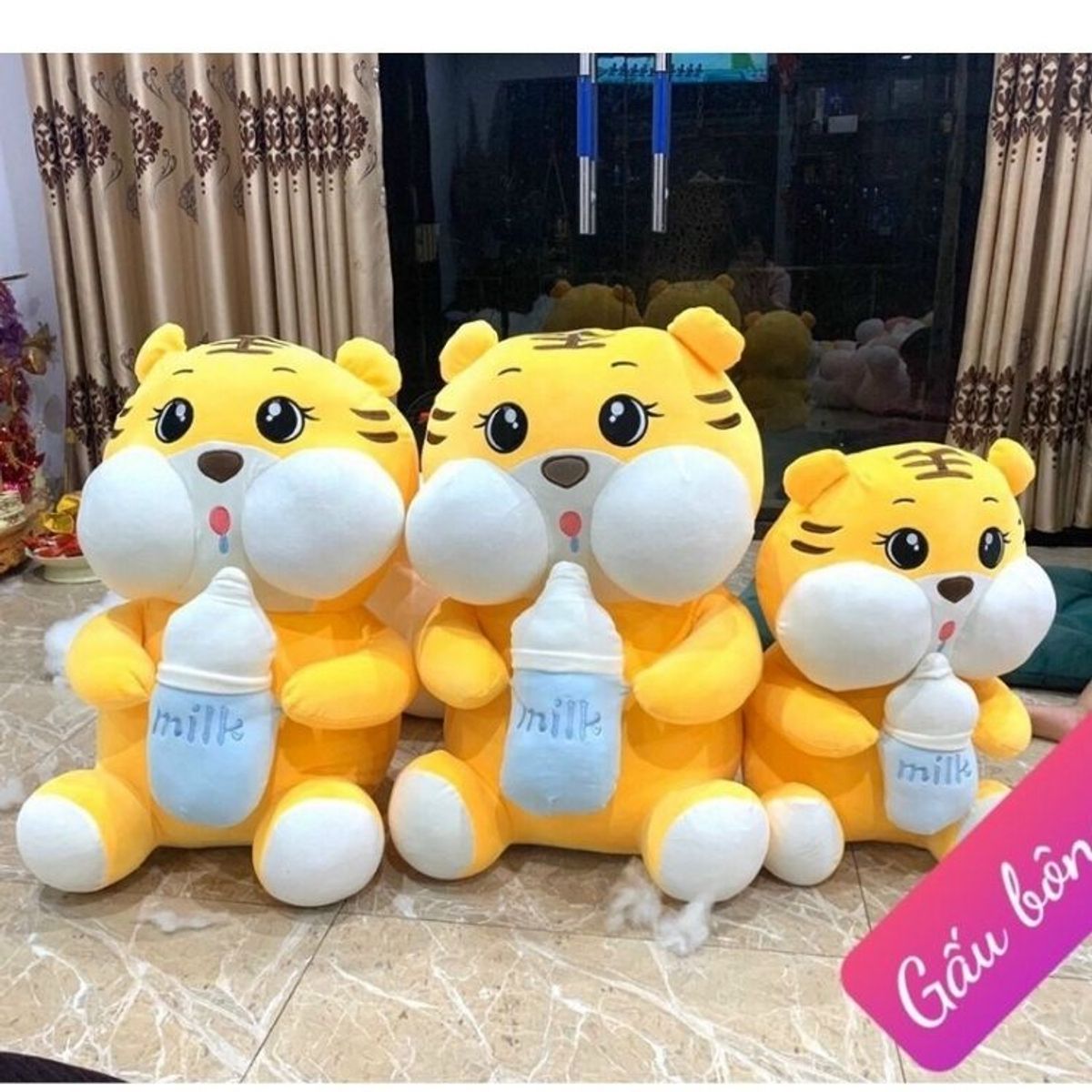 Gấu bông hổ ôm bình sữa, Thú nhồi bông hổ siêu to đáng yêu, chất liệu nhung cao cấp, 100% bông gòn 60cm/80cm Gấu bông hổ ôm bình sữa, Thú nhồi bông hổ siêu to đáng yêu, chất liệu nhung cao cấp, 100% bông gòn 60cm/80cm