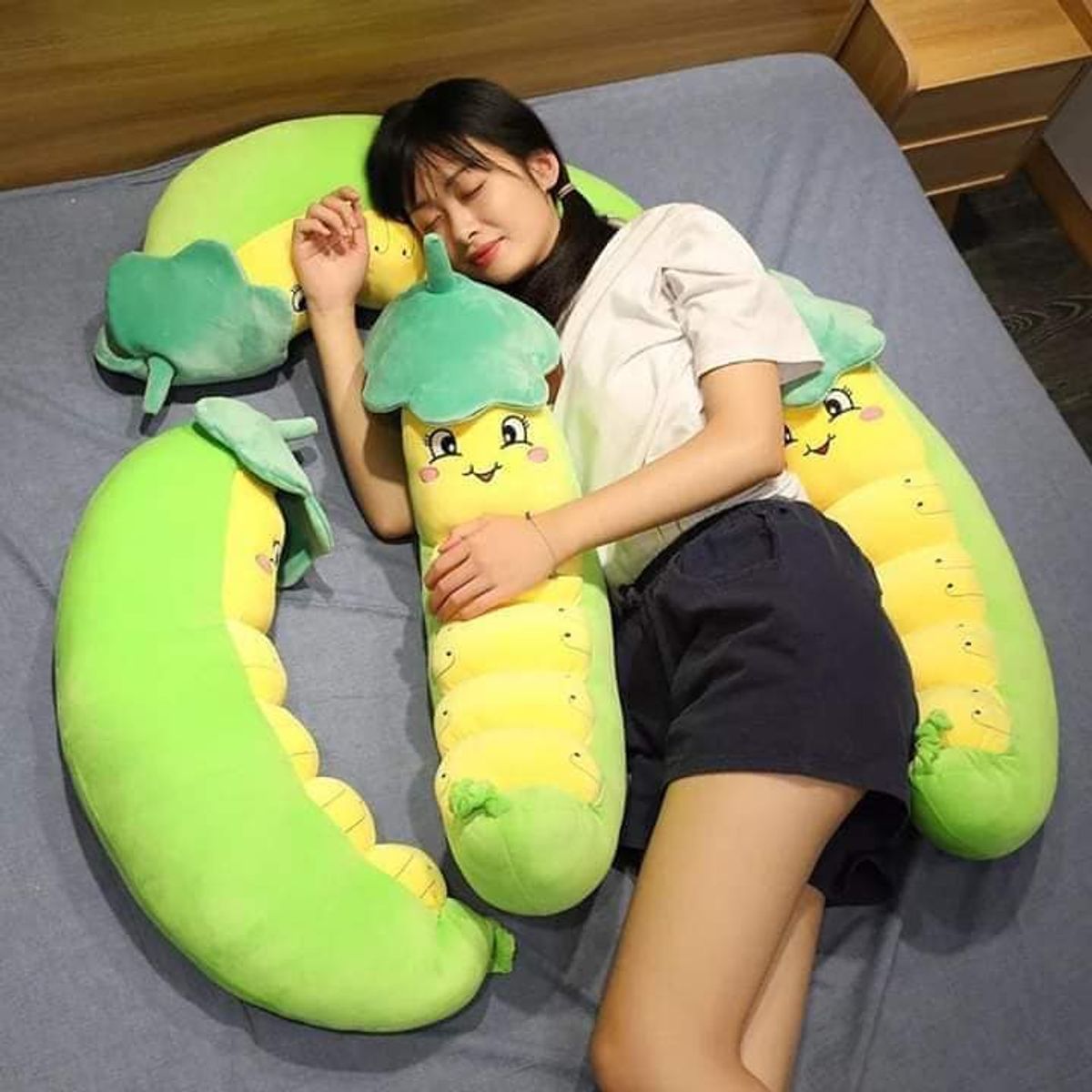 Gấu Bông Sâu Đậu - Thú Nhồi Bông Sâu Đậu Cao Cấp 100% là bông gòn 3D - Siêu Mềm Mịn 70cm - 1m2 Gấu Bông Sâu Đậu - Thú Nhồi Bông Sâu Đậu Cao Cấp 100% là bông gòn 3D - Siêu Mềm Mịn 70cm - 1m2