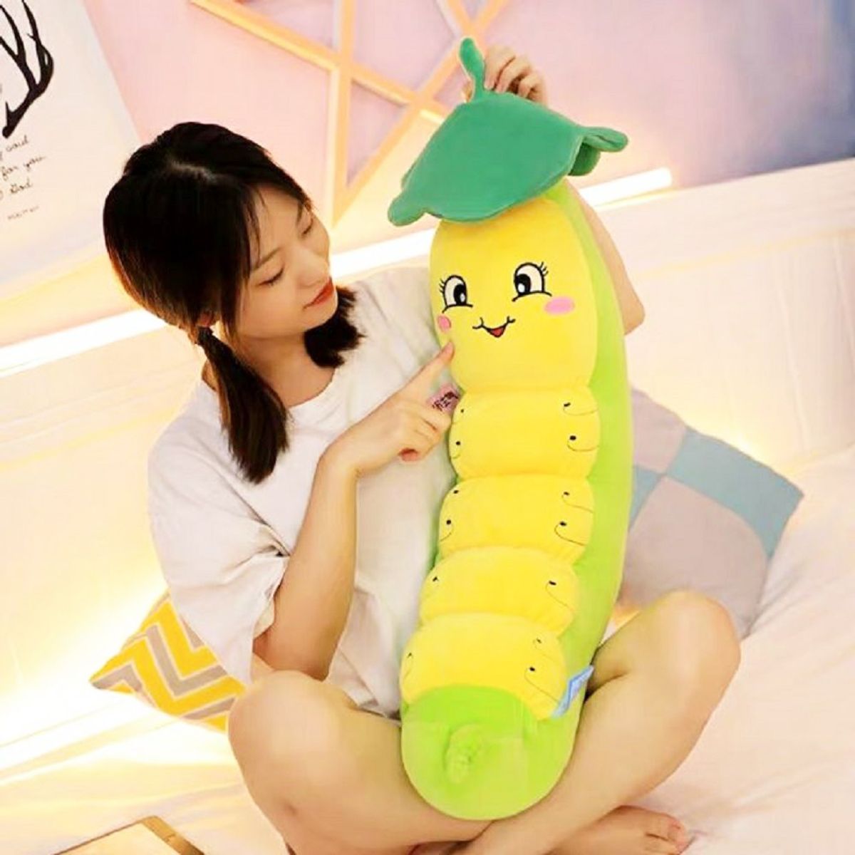 Gấu Bông Sâu Đậu - Thú Nhồi Bông Sâu Đậu Cao Cấp 100% là bông gòn 3D - Siêu Mềm Mịn 70cm - 1m2 Gấu Bông Sâu Đậu - Thú Nhồi Bông Sâu Đậu Cao Cấp 100% là bông gòn 3D - Siêu Mềm Mịn 70cm - 1m2