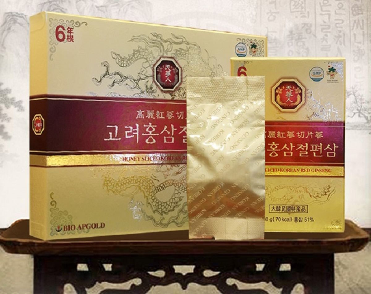 Hồng sâm lát tẩm mật ong chính hãng Bio ApGold sâm Hàn Quốc 6 năm tuổi Hồng sâm lát tẩm mật ong chính hãng Bio ApGold sâm Hàn Quốc 6 năm tuổi