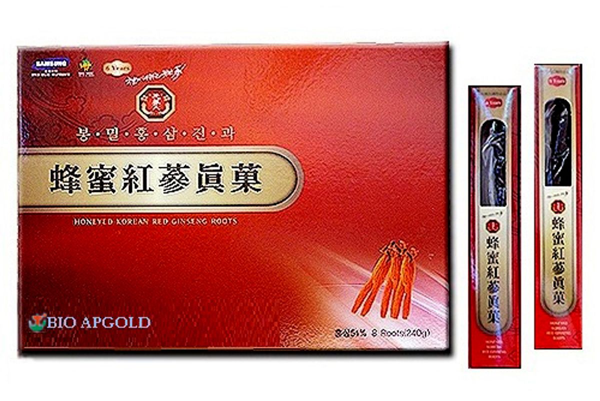 Hồng sâm Hàn Quốc 6 năm tuổi nguyên củ tẩm mật ong chính hãng Bio Apgold Hồng sâm Hàn Quốc 6 năm tuổi nguyên củ tẩm mật ong chính hãng Bio Apgold