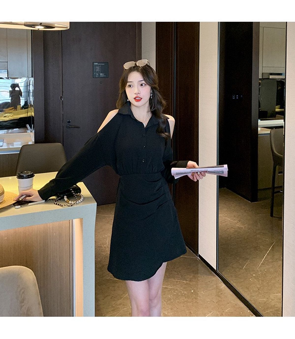 ĐẦM SƠ MI TAY DÀI CUT OUT - DT1601 ĐẦM SƠ MI TAY DÀI CUT OUT - DT1601