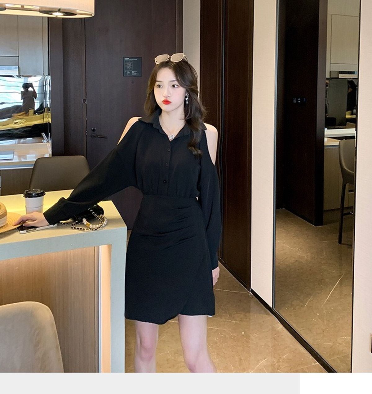ĐẦM SƠ MI TAY DÀI CUT OUT - DT1601 ĐẦM SƠ MI TAY DÀI CUT OUT - DT1601
