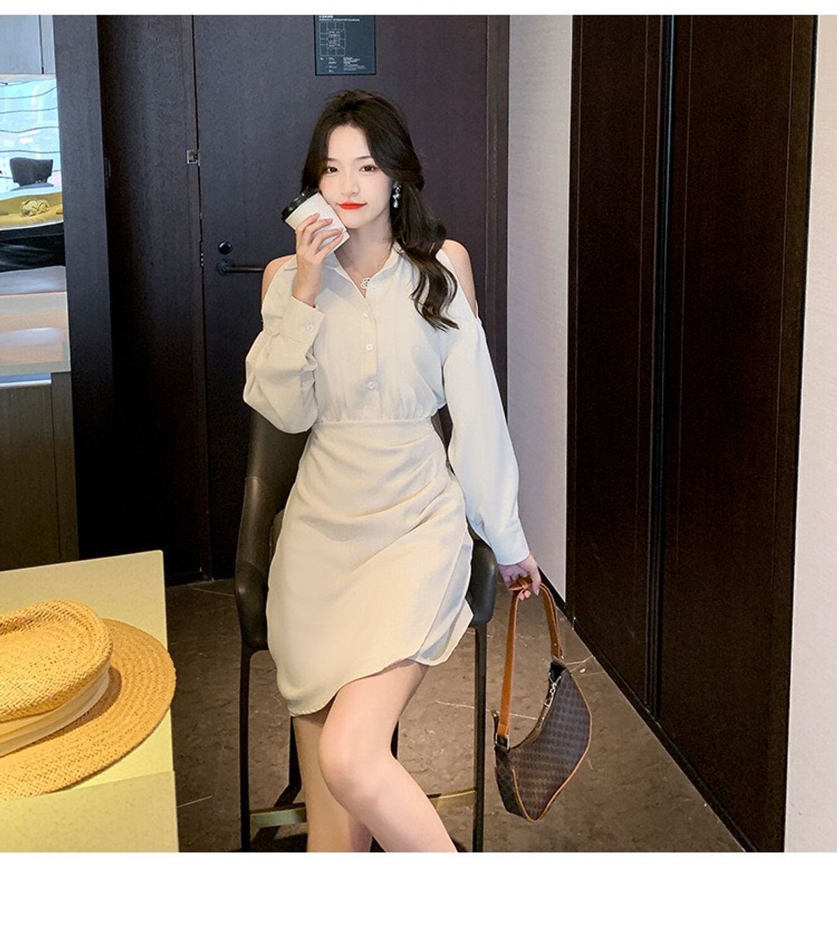 ĐẦM SƠ MI TAY DÀI CUT OUT - DT1601 ĐẦM SƠ MI TAY DÀI CUT OUT - DT1601