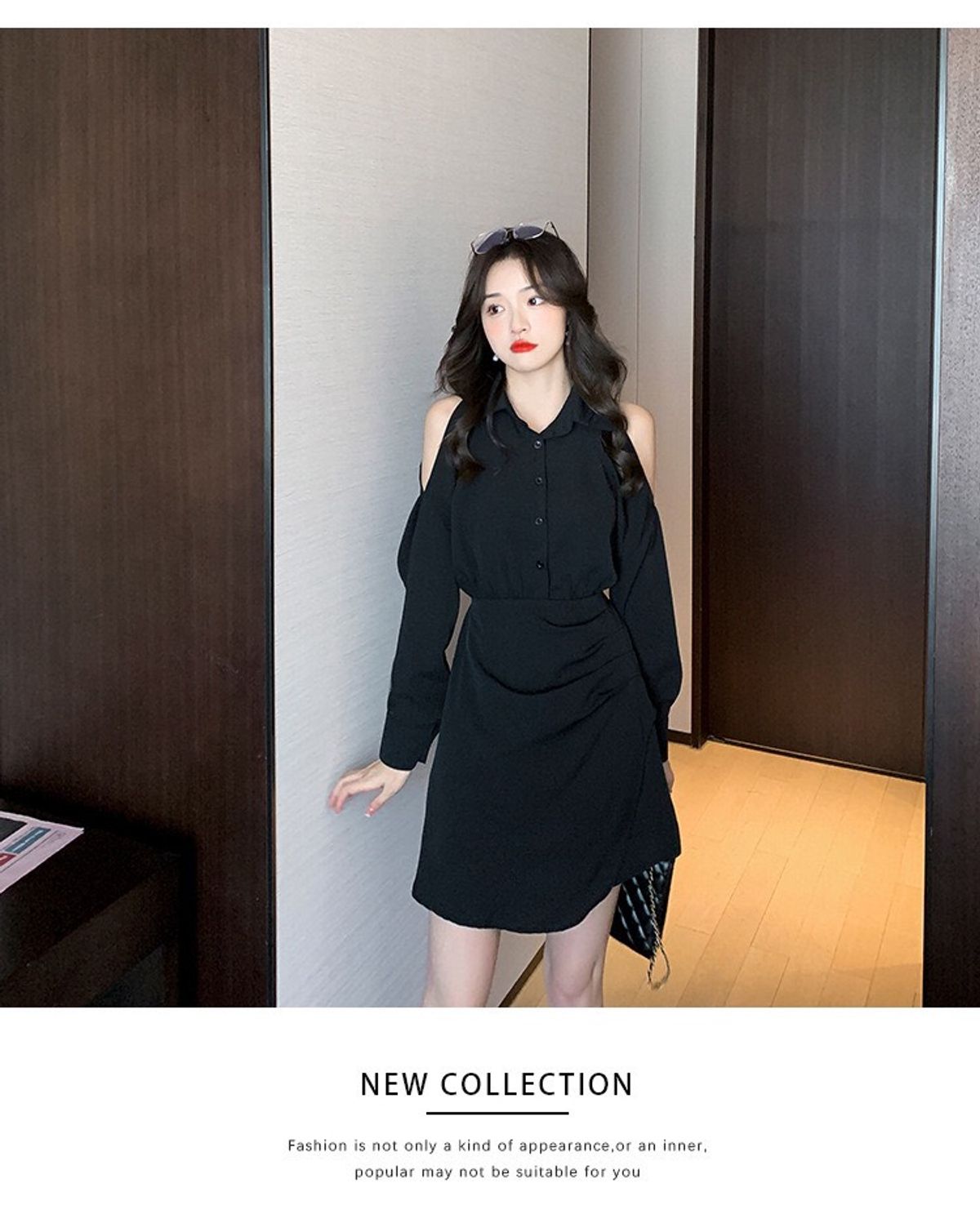ĐẦM SƠ MI TAY DÀI CUT OUT - DT1601 ĐẦM SƠ MI TAY DÀI CUT OUT - DT1601