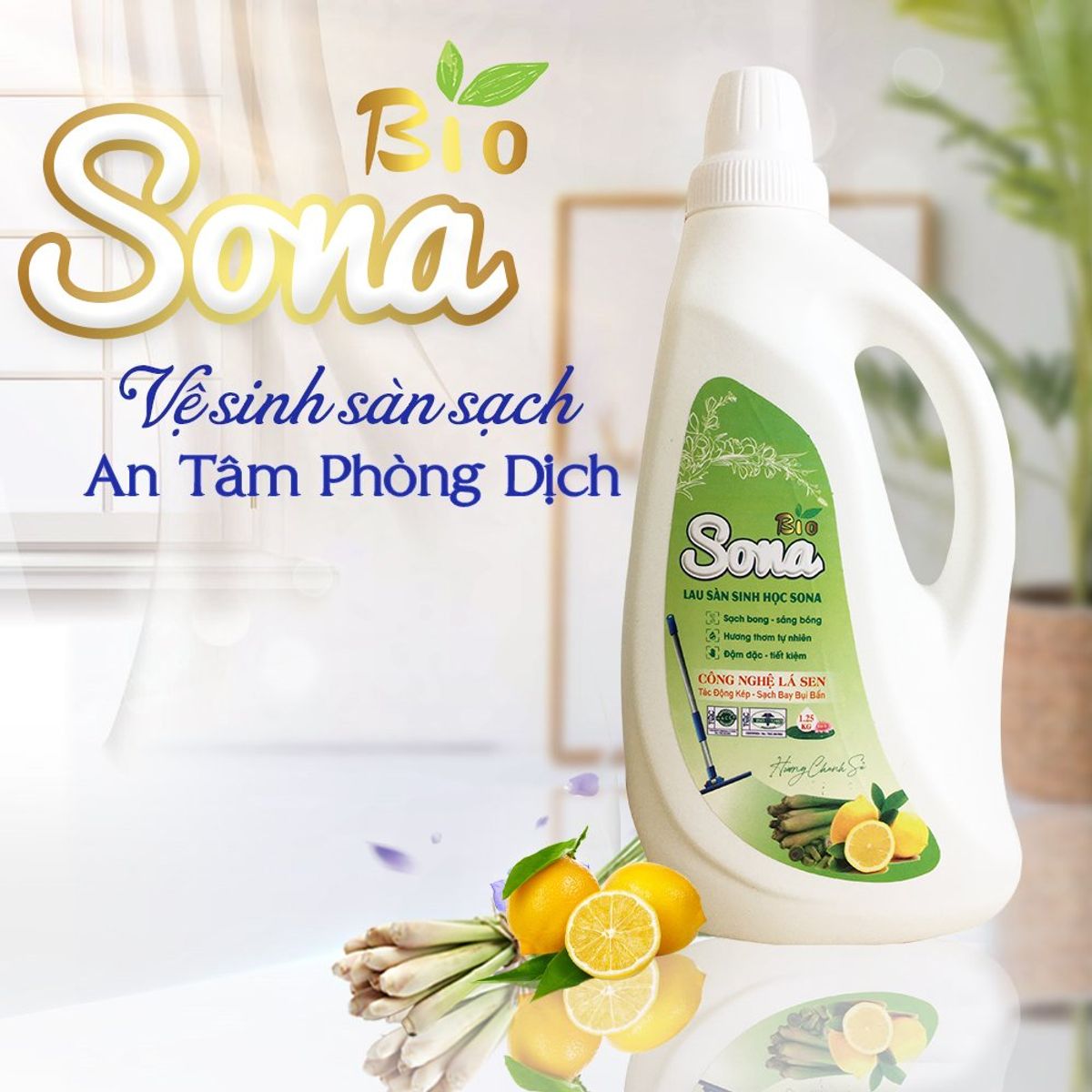 Nước Lau Sàn SoNa 1.25kg Hương Chanh Xả | Đuổi Ruồi Muỗi, Côn Trùng, Cho Sàn Nhà Luôn Sáng Bóng Nước Lau Sàn SoNa 1.25kg Hương Chanh Xả | Đuổi Ruồi Muỗi, Côn Trùng, Cho Sàn Nhà Luôn Sáng Bóng