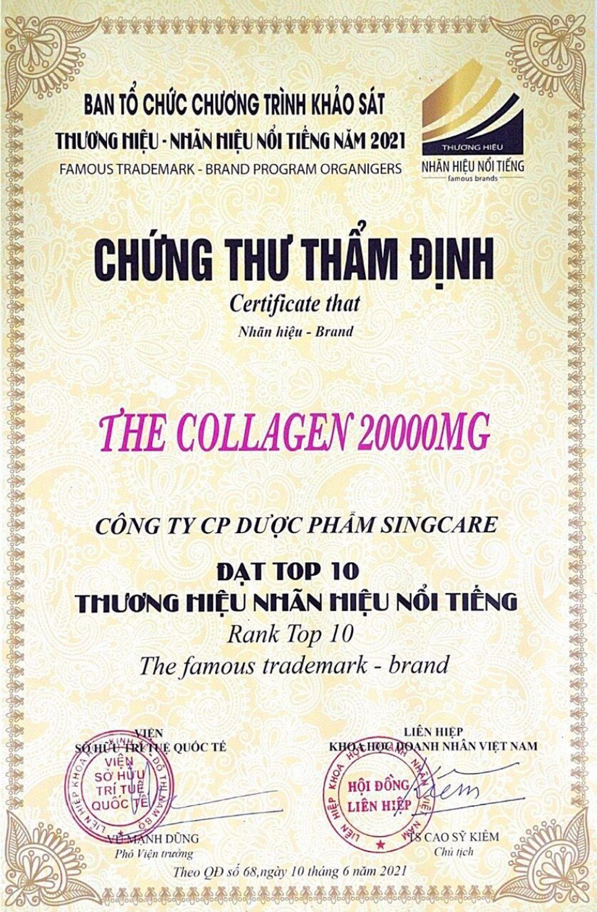 Nước Collagen 20000mg giúp giảm nám, sáng da, đẹp da Hộp 10 Chai - Singcare Nước Collagen 20000mg giúp giảm nám, sáng da, đẹp da Hộp 10 Chai - Singcare