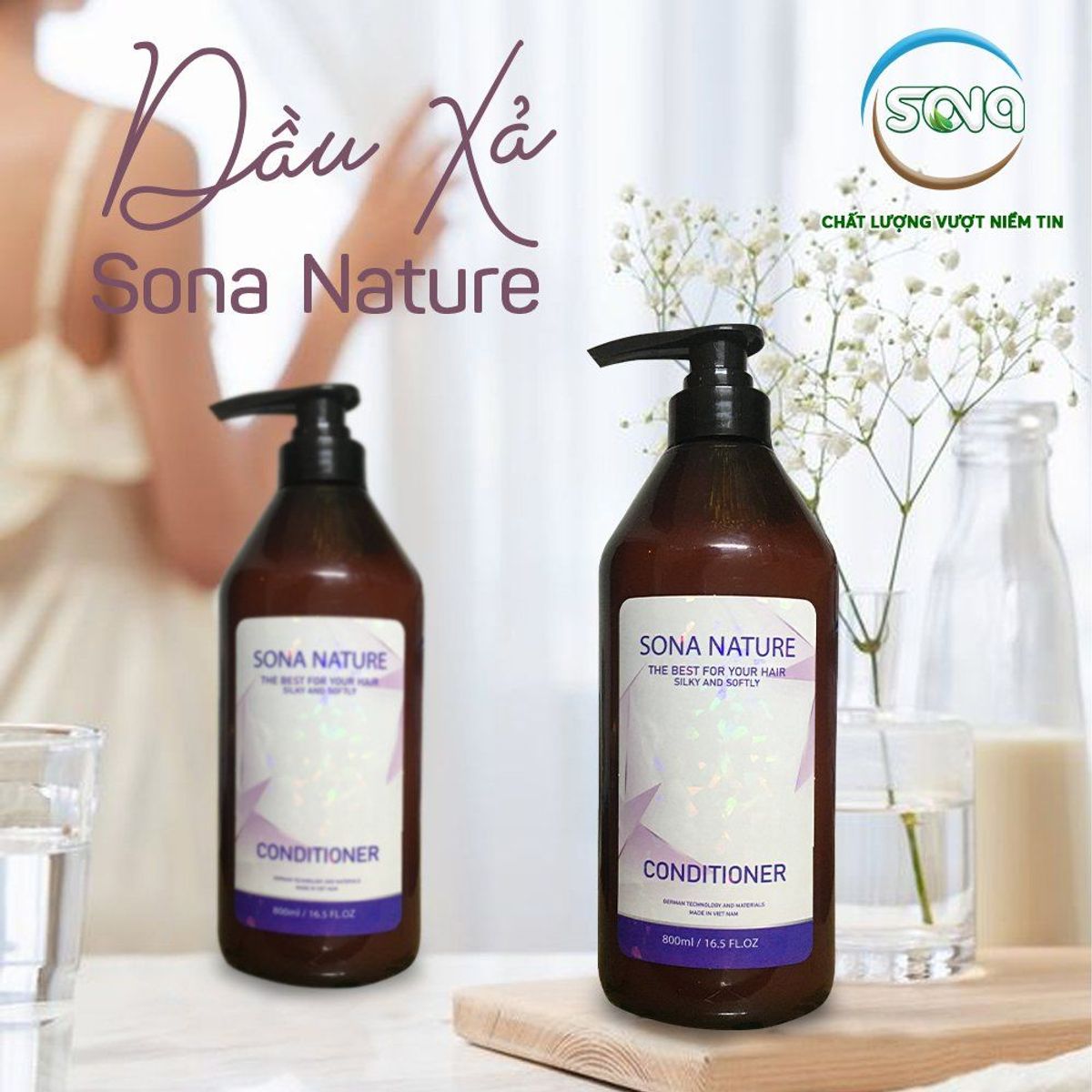 DẦU XẢ TÓC TỪ THIÊN NHIÊN SONA | Chai 800ml | Giảm Gãy Rụng Tóc - Chống chẻ ngọn -Kích Thích Mọc Tóc Và Nuôi Dưỡng Mái Tóc Chắc Khoẻ DẦU XẢ TÓC TỪ THIÊN NHIÊN SONA | Chai 800ml | Giảm Gãy Rụng Tóc - Chống chẻ ngọn -Kích Thích Mọc Tóc Và Nuôi Dưỡng Mái Tóc Chắc Khoẻ
