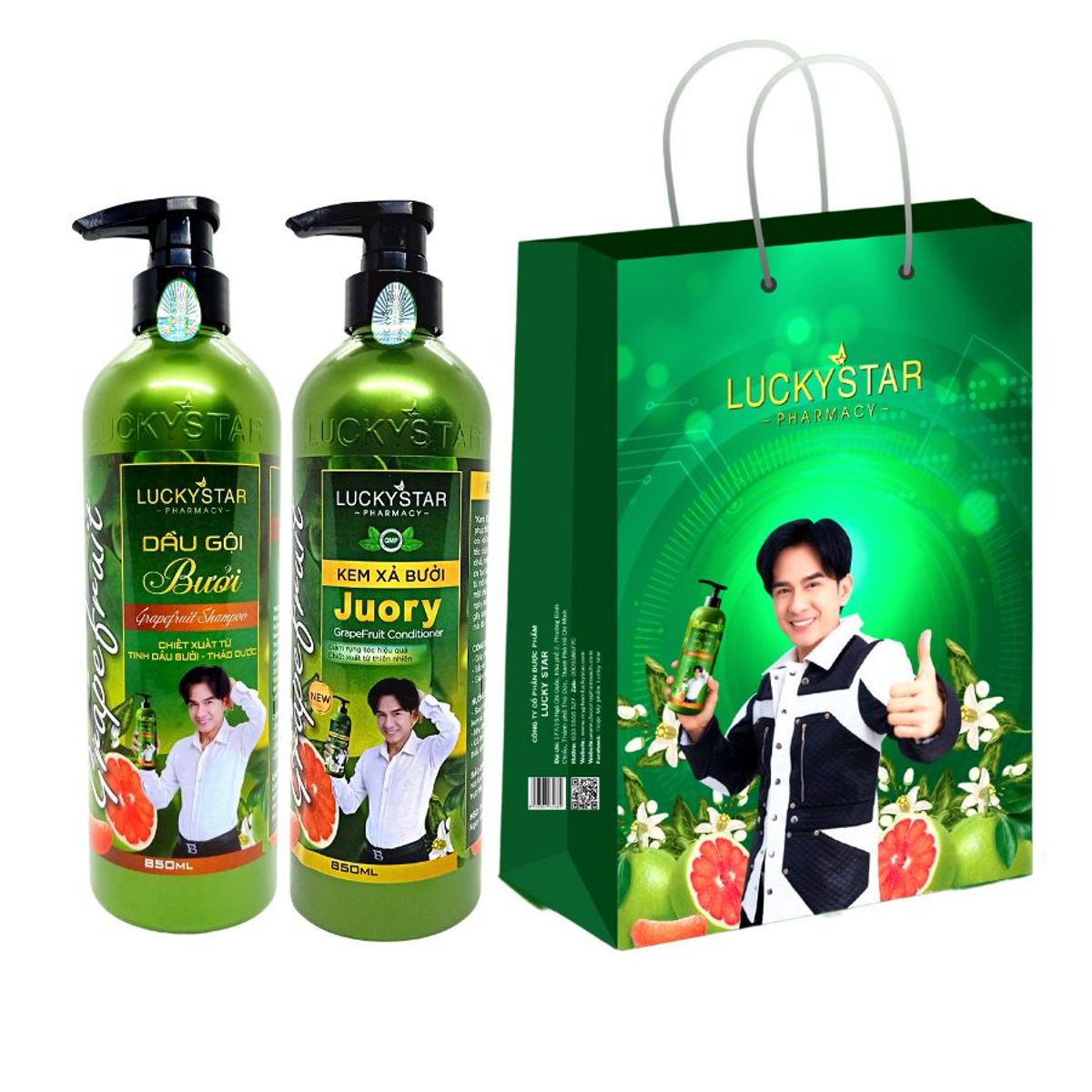 Combo Dầu Gội Và Kem Xả Bưởi Lucky Star 850ml Combo Dầu Gội Và Kem Xả Bưởi Lucky Star 850ml