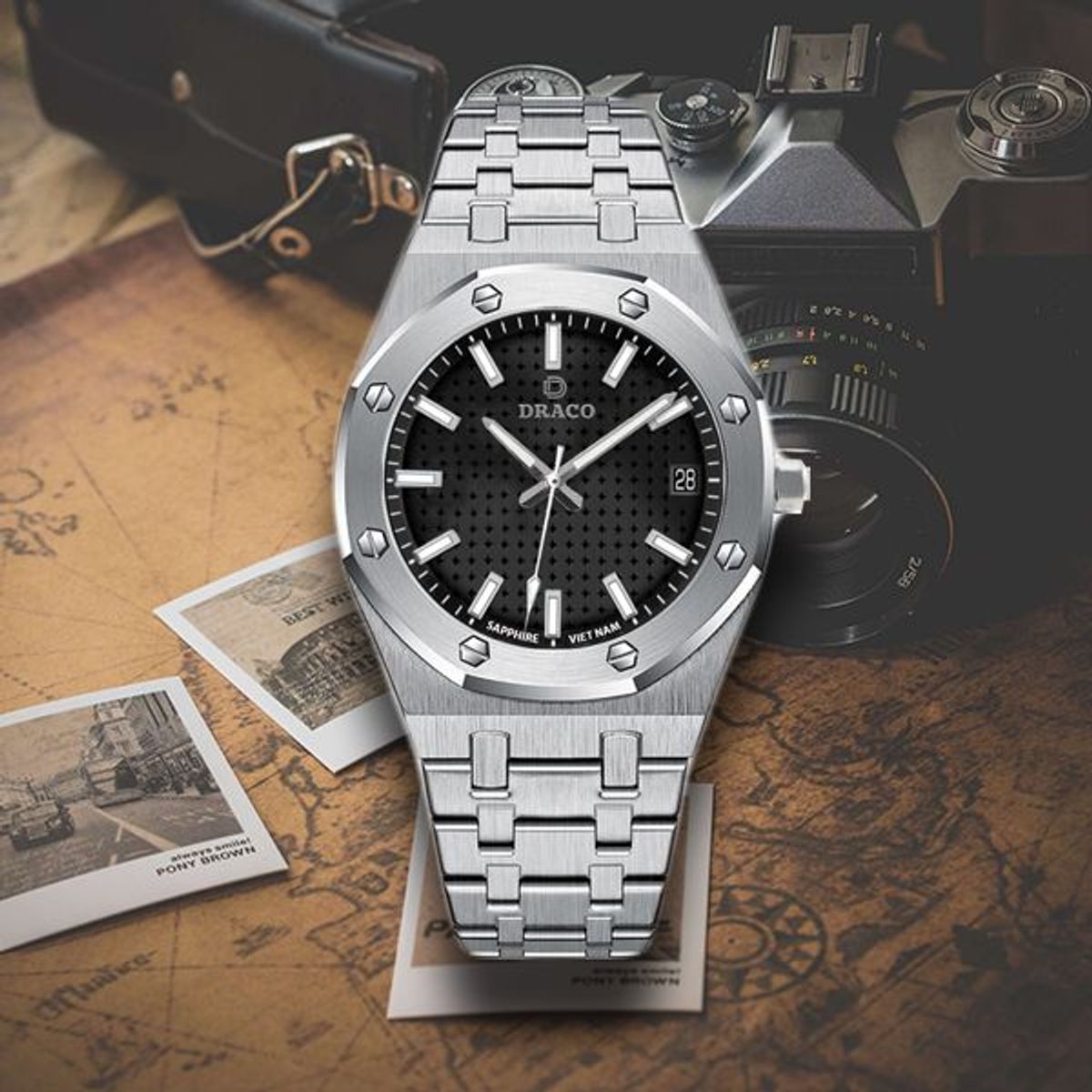 Đồng Hồ Nam - Thương Hiệu DRACO D22-DR04 “Revolution Watch” đen kim loại bạc Đồng Hồ Nam - Thương Hiệu DRACO D22-DR04 “Revolution Watch” đen kim loại bạc