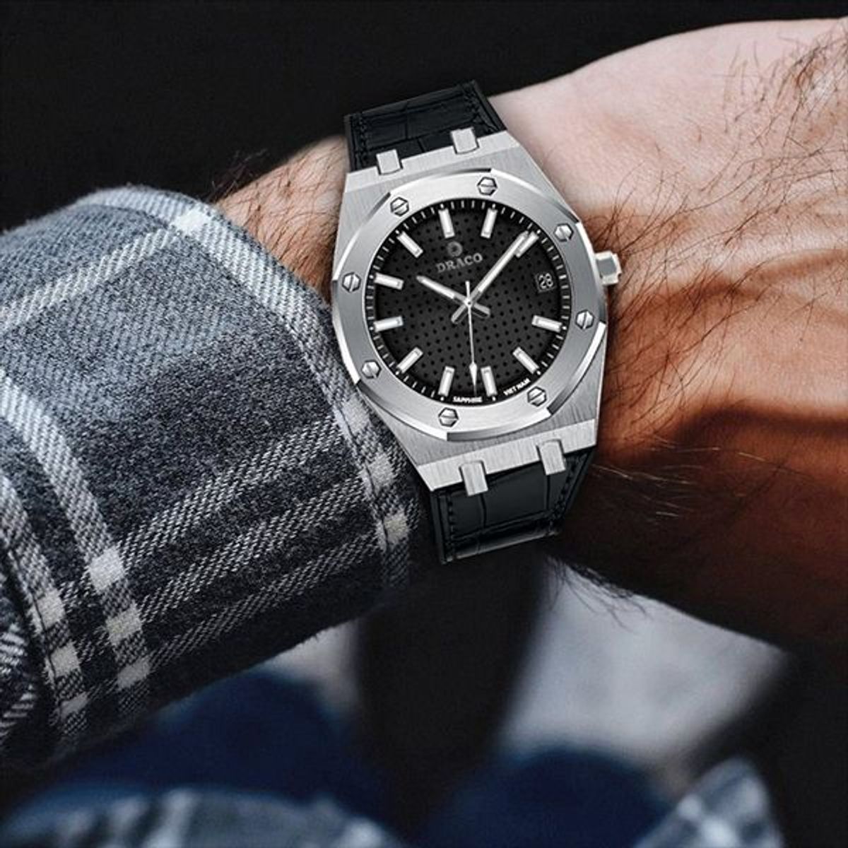 Đồng Hồ Nam - Thương Hiệu DRACO D22-DR04 “Revolution Watch” đen dây da bò đen Đồng Hồ Nam - Thương Hiệu DRACO D22-DR04 “Revolution Watch” đen dây da bò đen