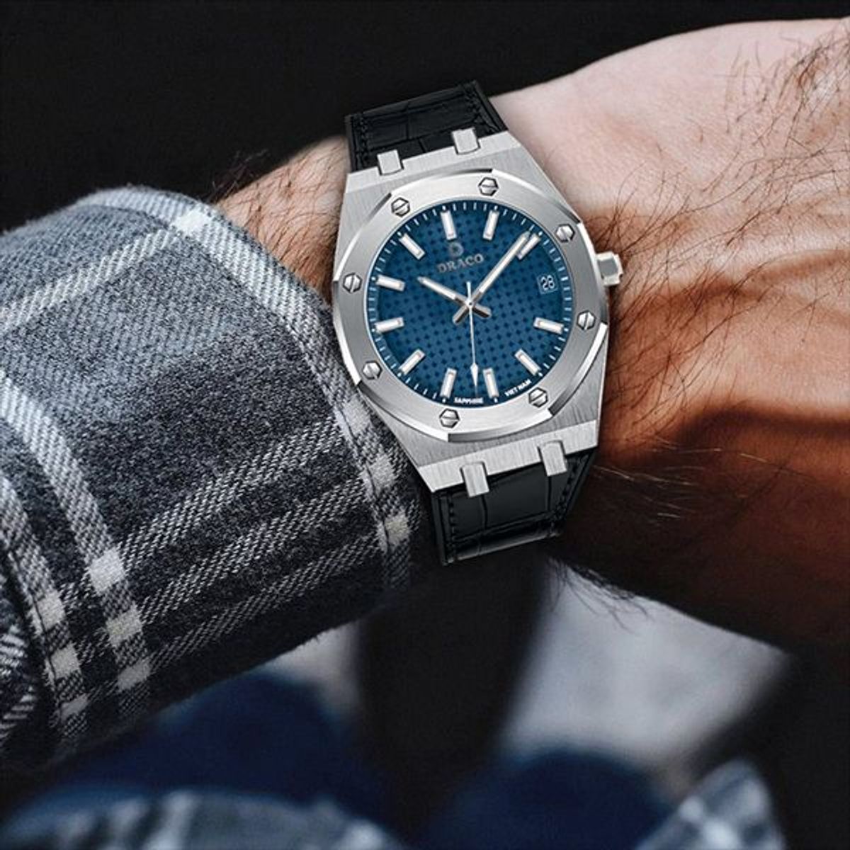 Đồng Hồ Nam - Thương Hiệu DRACO D22-DR04 “Revolution Watch” xanh dây da bò đen Đồng Hồ Nam - Thương Hiệu DRACO D22-DR04 “Revolution Watch” xanh dây da bò đen