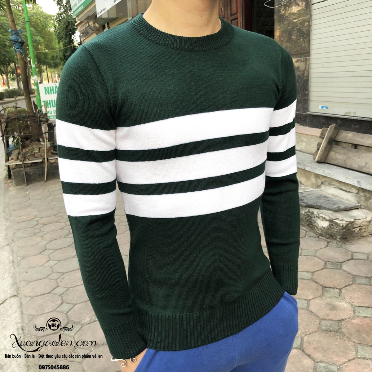 Áo len nam cổ tròn Hàn Quốc, họa tiết kẻ, len dệt kim, dày dặn tronke3v-m9 Áo len nam cổ tròn Hàn Quốc, họa tiết kẻ, len dệt kim, dày dặn tronke3v-m9
