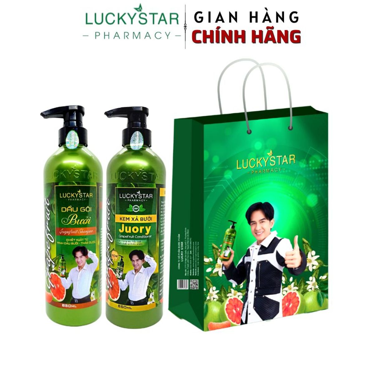 Combo Dầu Gội Và Kem Xả Bưởi Lucky Star 850ml Combo Dầu Gội Và Kem Xả Bưởi Lucky Star 850ml