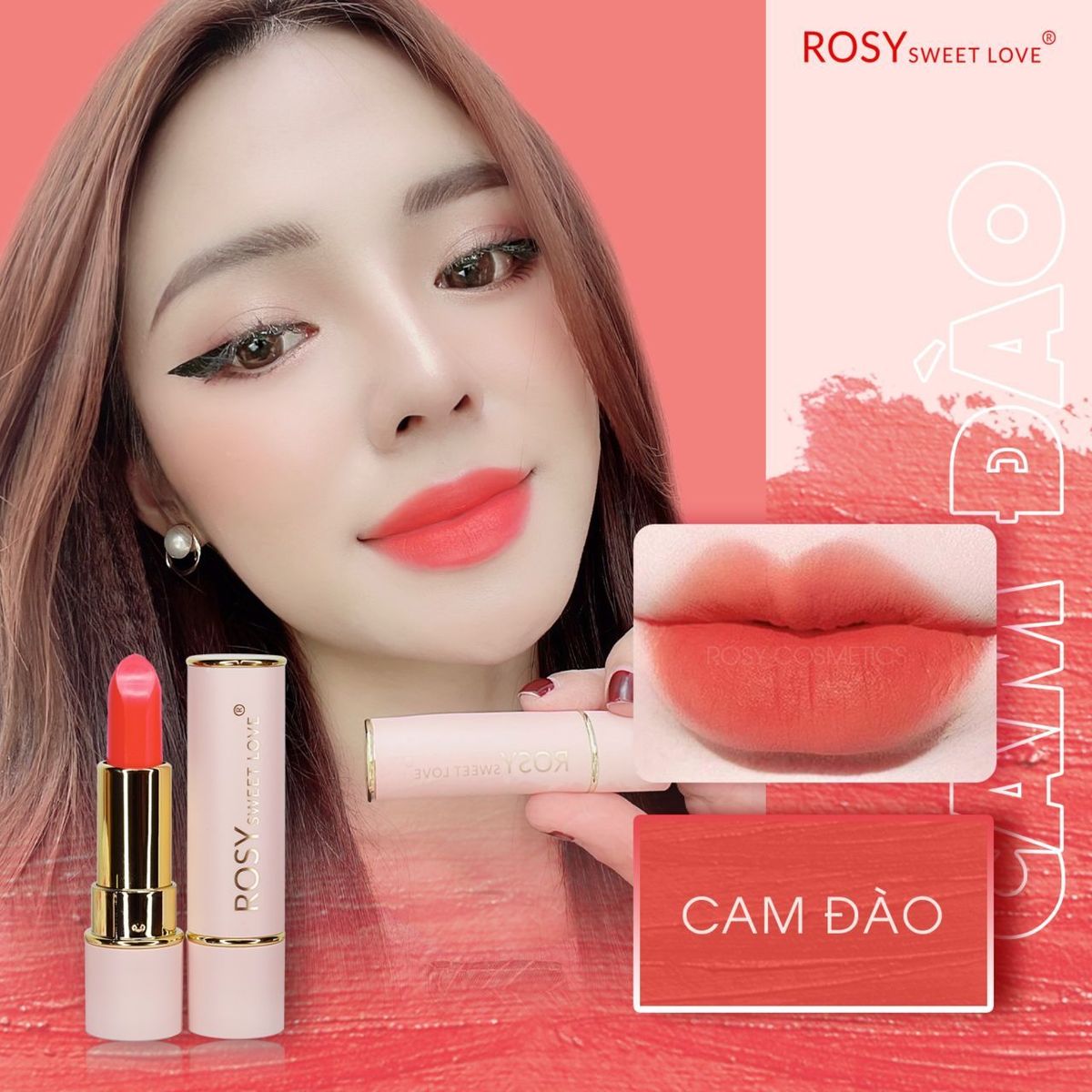 SON SÁP LÌ ROSY MÀU CAM ĐÀO SIÊU HOT TÔN DA TRẮNG BỀN MÀU 8H SON SÁP LÌ ROSY MÀU CAM ĐÀO SIÊU HOT TÔN DA TRẮNG BỀN MÀU 8H