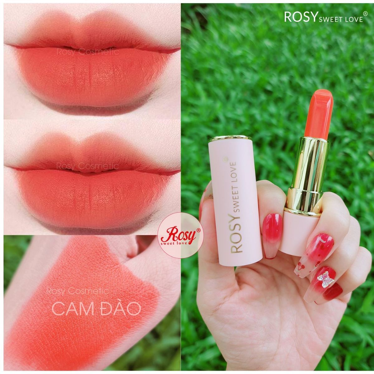 SON SÁP LÌ ROSY MÀU CAM ĐÀO SIÊU HOT TÔN DA TRẮNG BỀN MÀU 8H SON SÁP LÌ ROSY MÀU CAM ĐÀO SIÊU HOT TÔN DA TRẮNG BỀN MÀU 8H