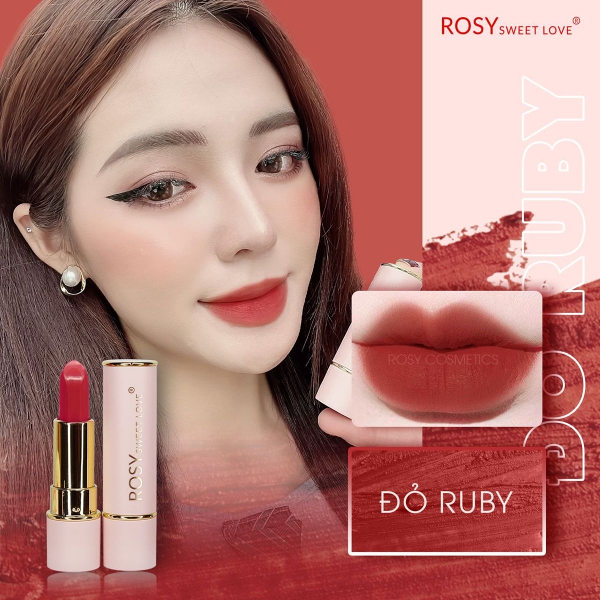 SON SÁP LÌ ROSY MÀU ĐỎ RUBY SANG TRỌNG SIÊU HOT BỀN MÀU LÂU TRÔI SON SÁP LÌ ROSY MÀU ĐỎ RUBY SANG TRỌNG SIÊU HOT BỀN MÀU LÂU TRÔI