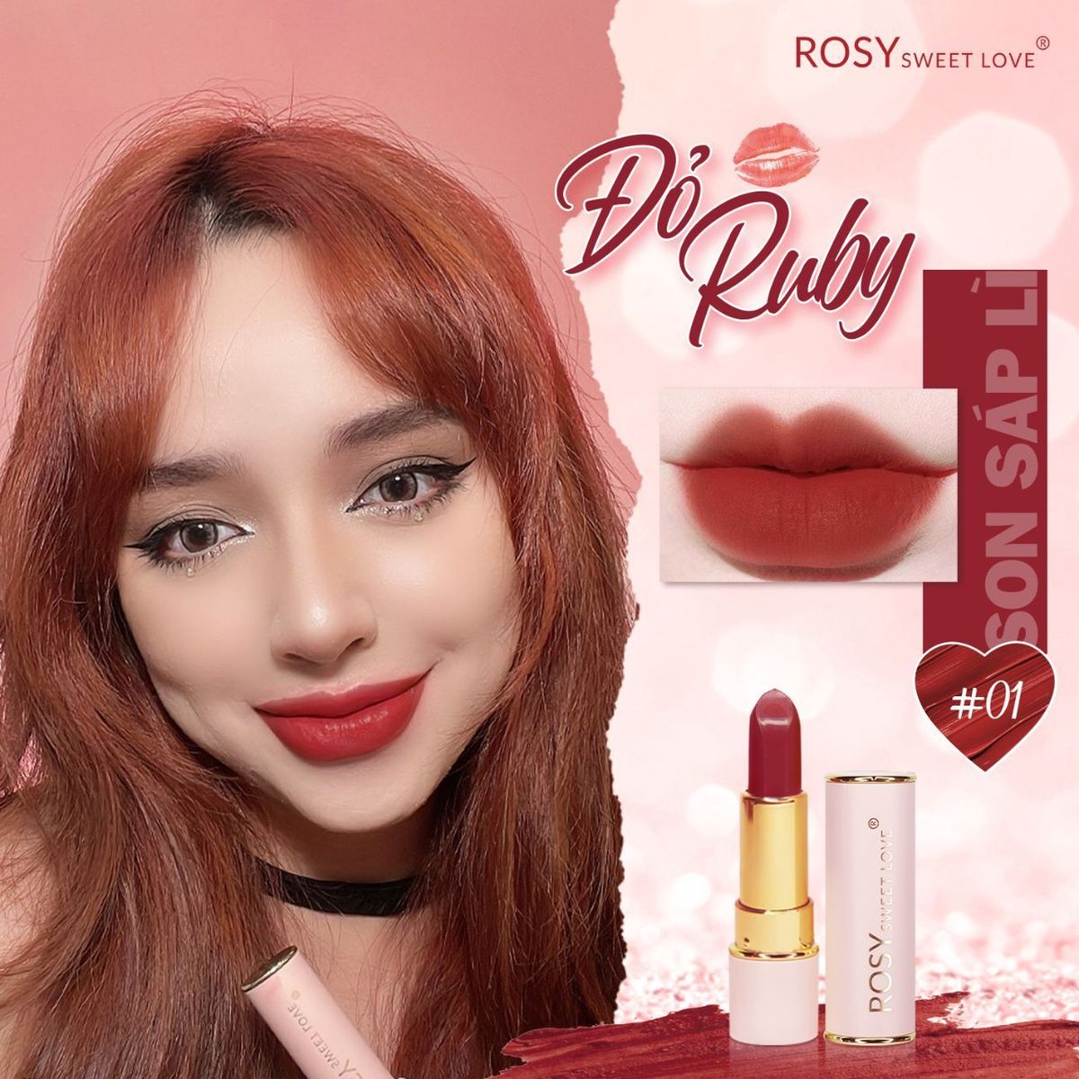 SON SÁP LÌ ROSY MÀU ĐỎ RUBY SANG TRỌNG SIÊU HOT BỀN MÀU LÂU TRÔI SON SÁP LÌ ROSY MÀU ĐỎ RUBY SANG TRỌNG SIÊU HOT BỀN MÀU LÂU TRÔI