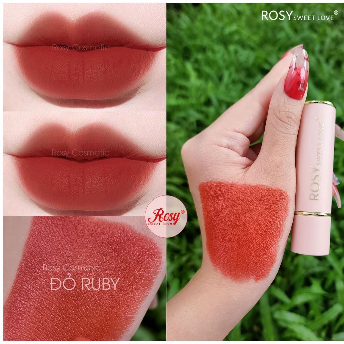 SON SÁP LÌ ROSY MÀU ĐỎ RUBY SANG TRỌNG SIÊU HOT BỀN MÀU LÂU TRÔI SON SÁP LÌ ROSY MÀU ĐỎ RUBY SANG TRỌNG SIÊU HOT BỀN MÀU LÂU TRÔI