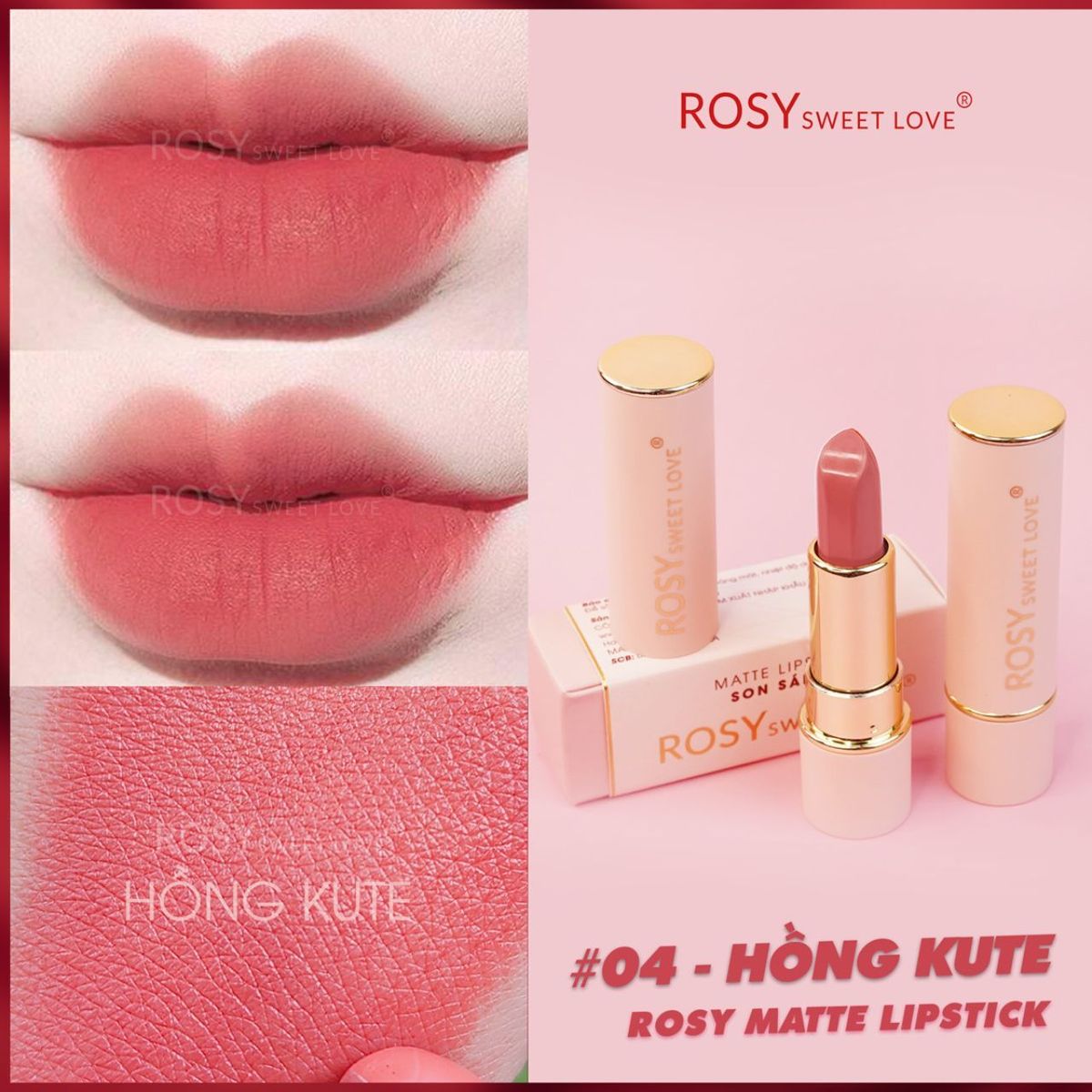 SON SÁP LÌ KHÔNG CHÌ ROSY MÀU HỒNG KUTE ĐỐN TIM BAO CÔ GÁI SON SÁP LÌ KHÔNG CHÌ ROSY MÀU HỒNG KUTE ĐỐN TIM BAO CÔ GÁI