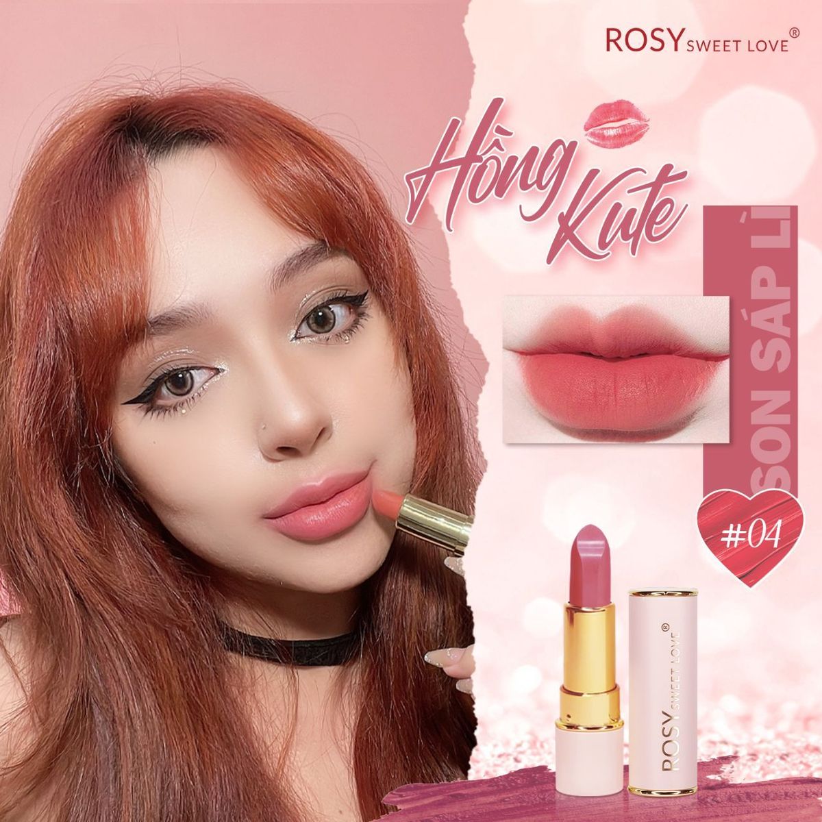 SON SÁP LÌ KHÔNG CHÌ ROSY MÀU HỒNG KUTE ĐỐN TIM BAO CÔ GÁI SON SÁP LÌ KHÔNG CHÌ ROSY MÀU HỒNG KUTE ĐỐN TIM BAO CÔ GÁI
