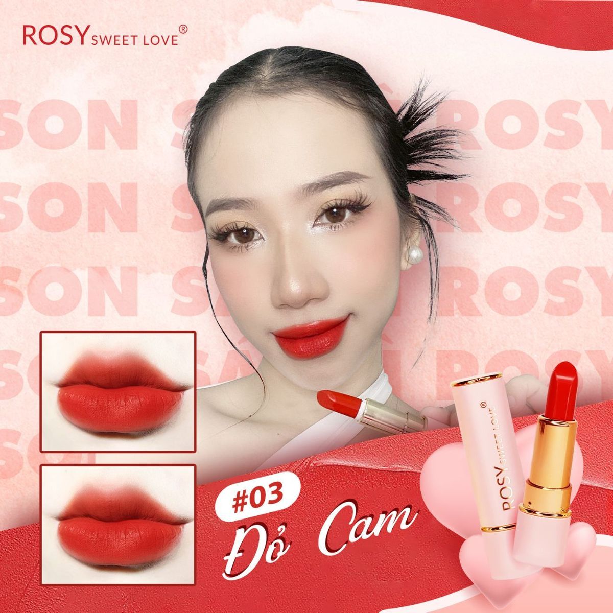 SON SÁP LÌ ROSY MÀU ĐỎ CAM ĐƯỢC SĂN ĐÓN NHẤT HIỆN NAY BỀN MÀU MỀM MÔI SON SÁP LÌ ROSY MÀU ĐỎ CAM ĐƯỢC SĂN ĐÓN NHẤT HIỆN NAY BỀN MÀU MỀM MÔI