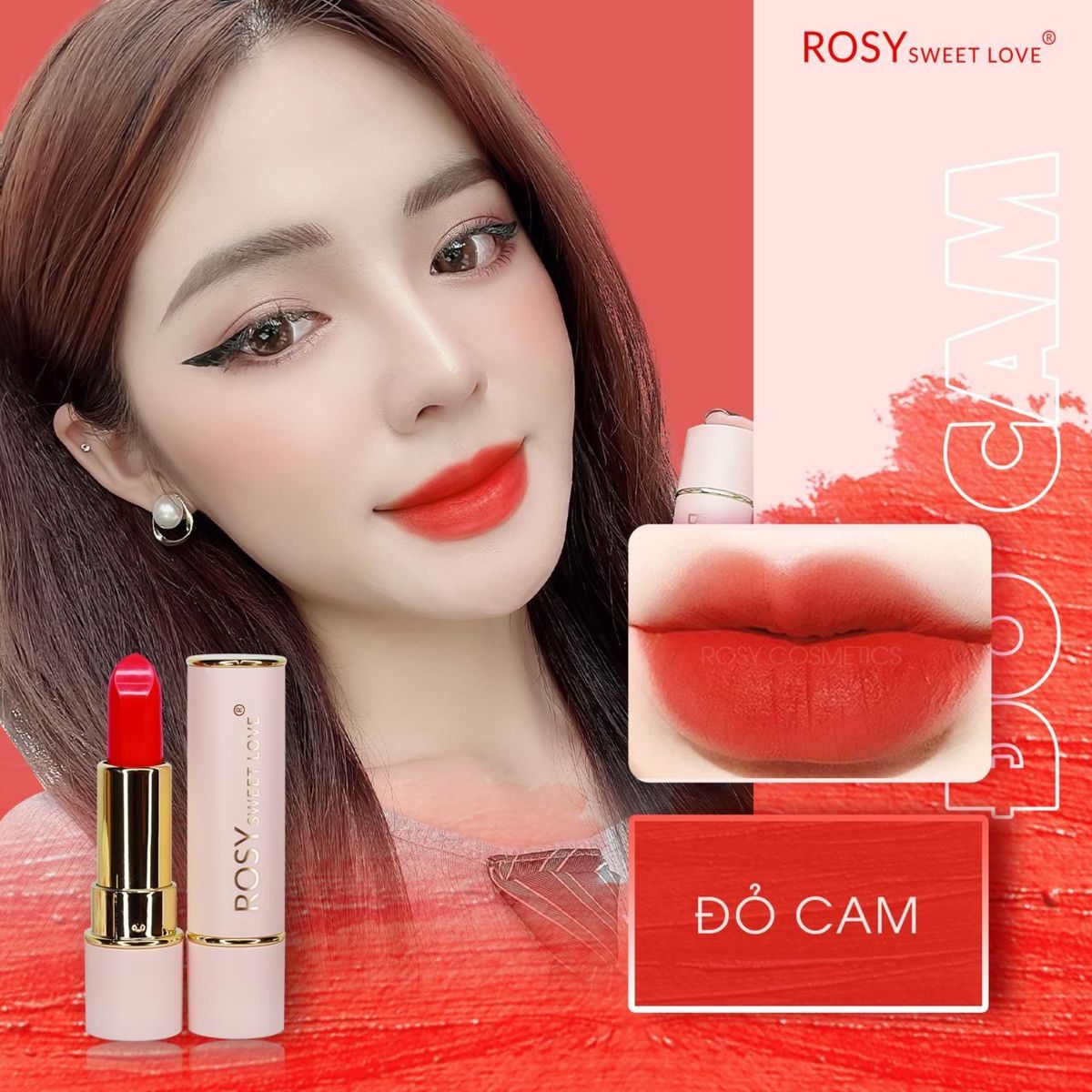 SON SÁP LÌ ROSY MÀU ĐỎ CAM ĐƯỢC SĂN ĐÓN NHẤT HIỆN NAY BỀN MÀU MỀM MÔI SON SÁP LÌ ROSY MÀU ĐỎ CAM ĐƯỢC SĂN ĐÓN NHẤT HIỆN NAY BỀN MÀU MỀM MÔI