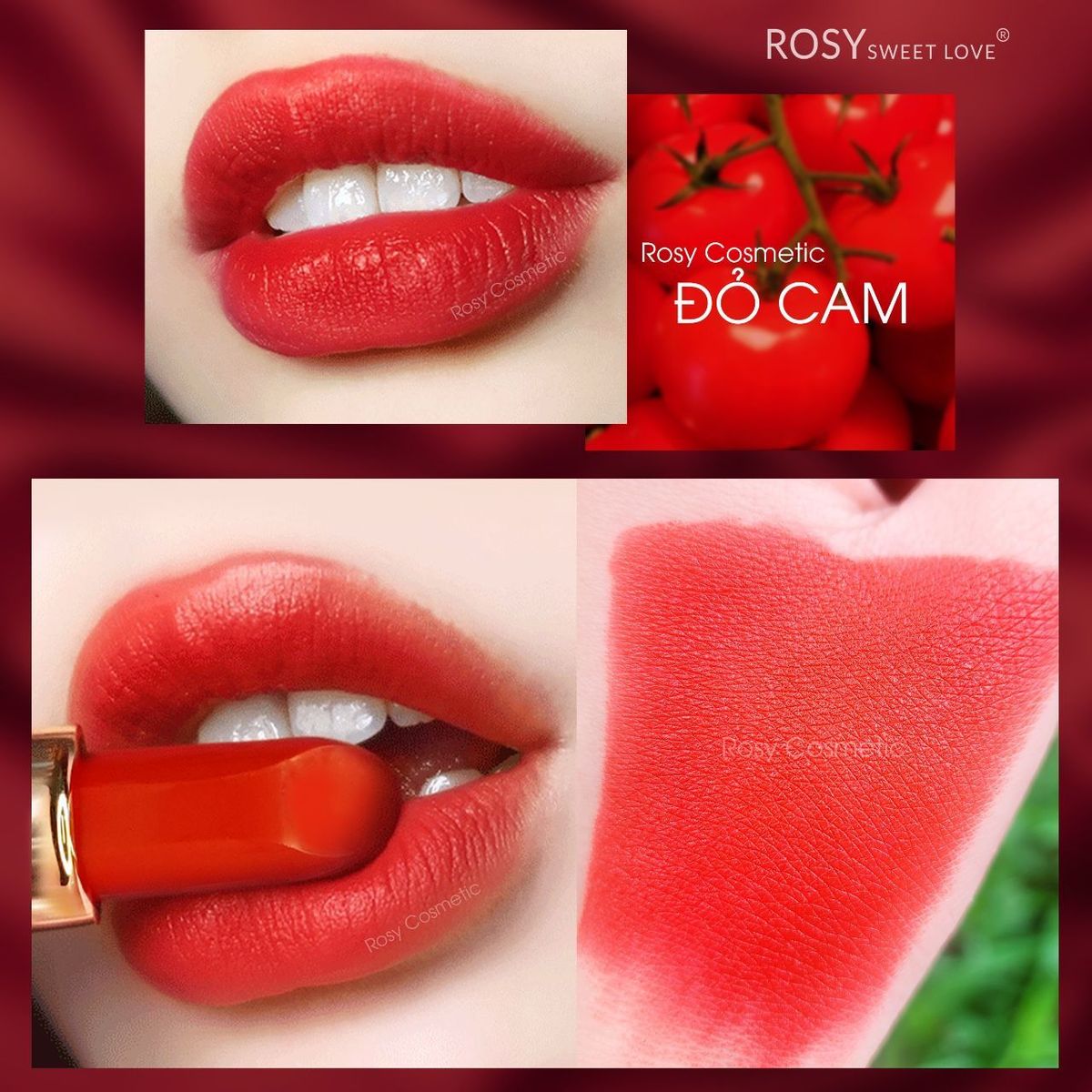 SON SÁP LÌ ROSY MÀU ĐỎ CAM ĐƯỢC SĂN ĐÓN NHẤT HIỆN NAY BỀN MÀU MỀM MÔI SON SÁP LÌ ROSY MÀU ĐỎ CAM ĐƯỢC SĂN ĐÓN NHẤT HIỆN NAY BỀN MÀU MỀM MÔI