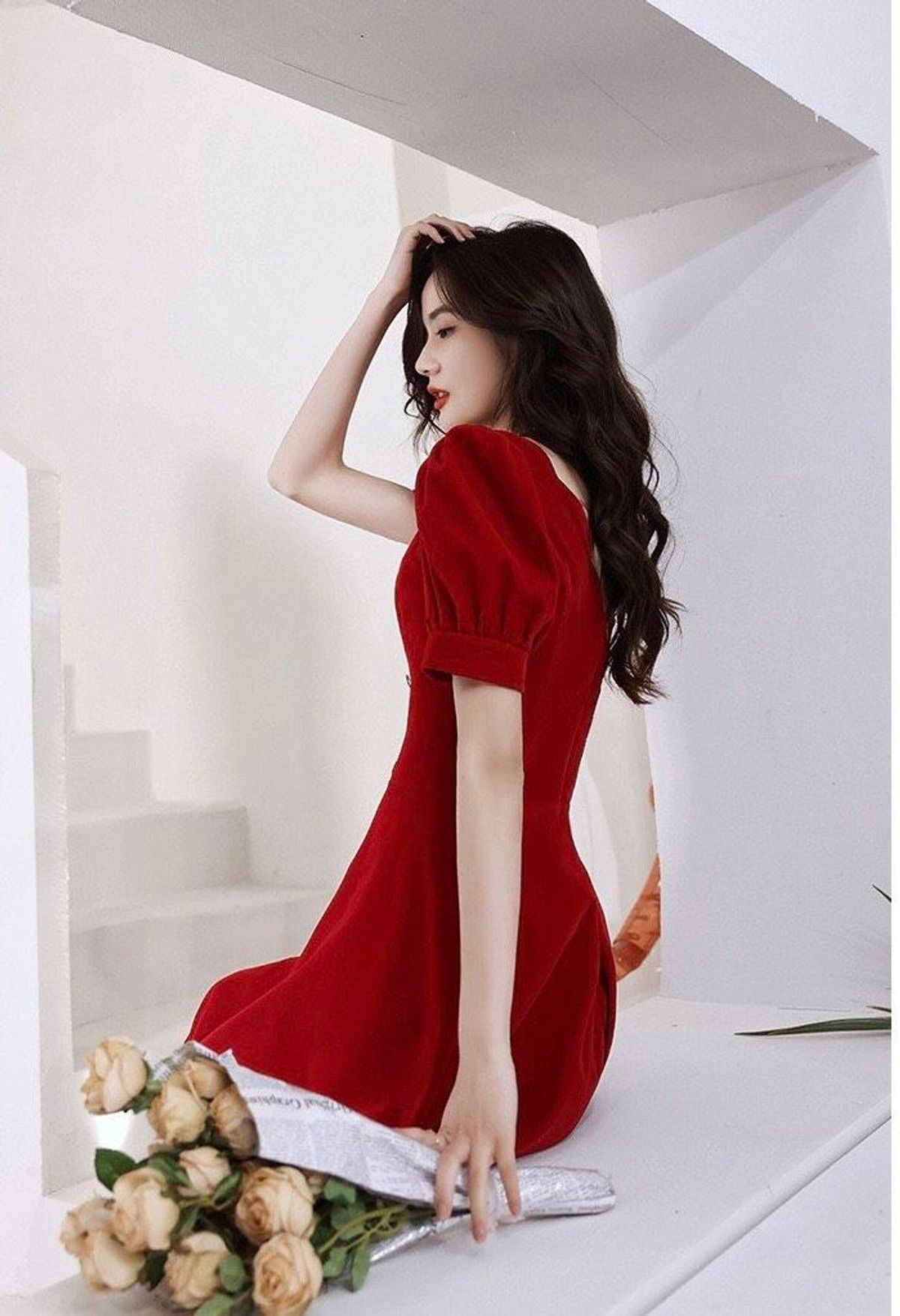 ĐẦM XÒE ĐỎ TAY PHỒNG PHỤ KIỆN NƠ – DT1706 ĐẦM XÒE ĐỎ TAY PHỒNG PHỤ KIỆN NƠ – DT1706