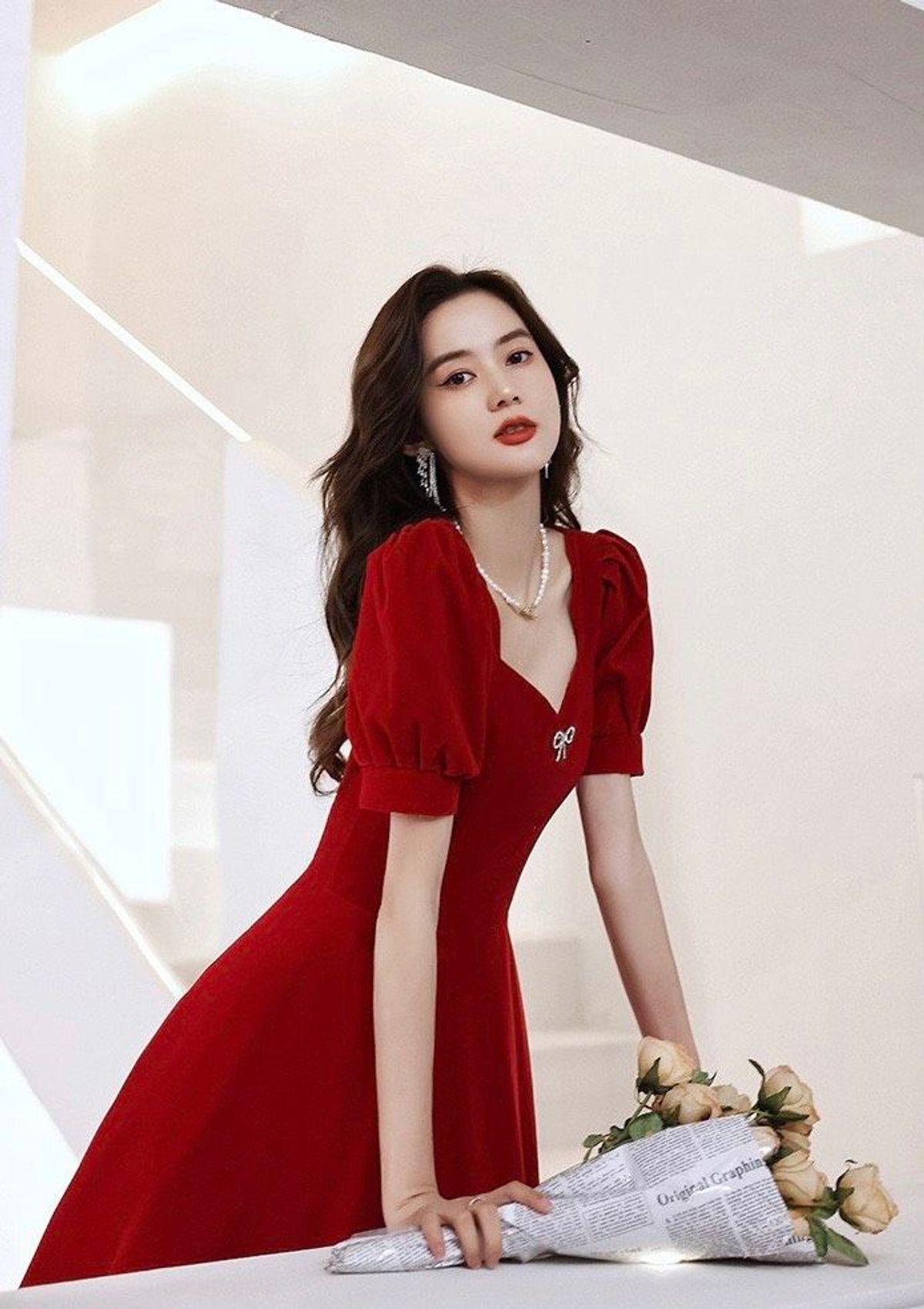 ĐẦM XÒE ĐỎ TAY PHỒNG PHỤ KIỆN NƠ – DT1706 ĐẦM XÒE ĐỎ TAY PHỒNG PHỤ KIỆN NƠ – DT1706