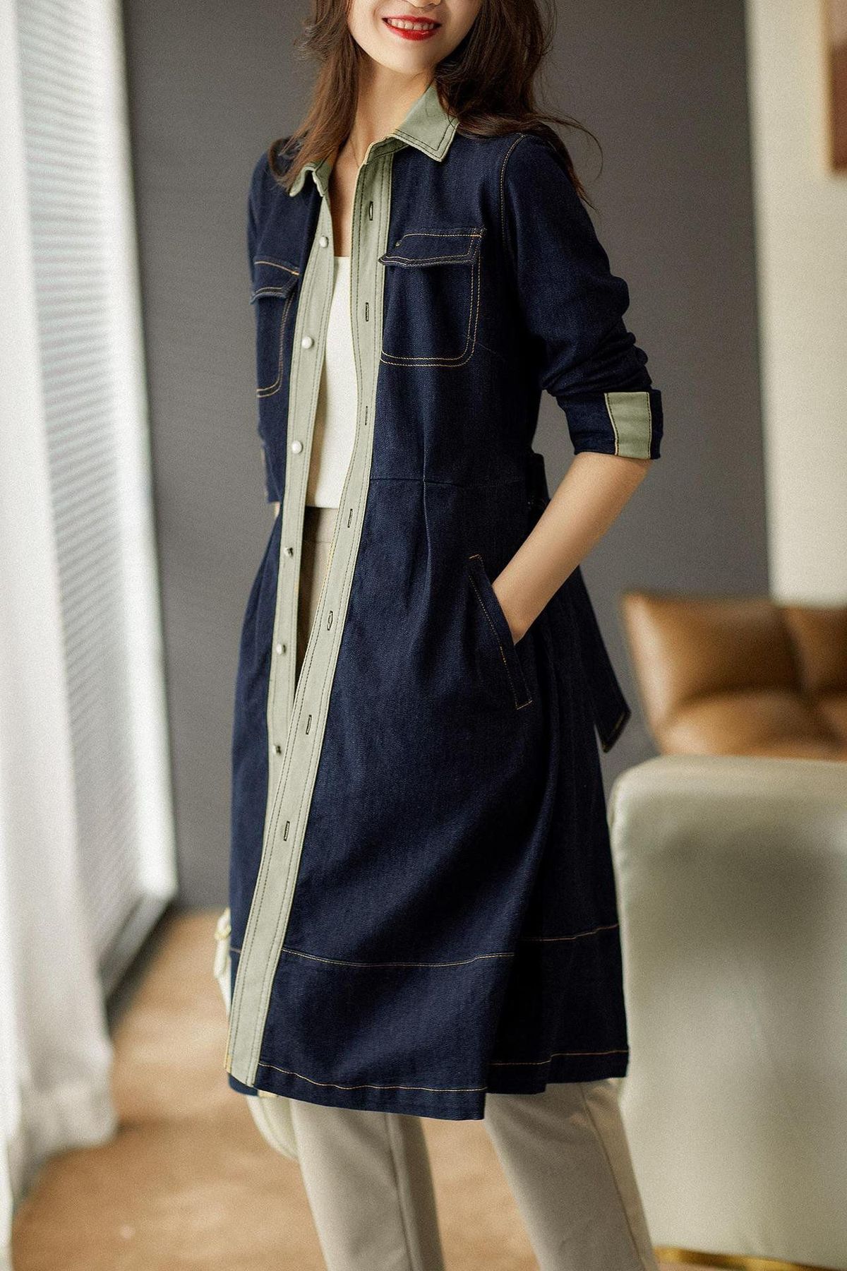ĐẦM XÒE DENIM PHỐI VIỀN TAY LỞ - DT1707 ĐẦM XÒE DENIM PHỐI VIỀN TAY LỞ - DT1707