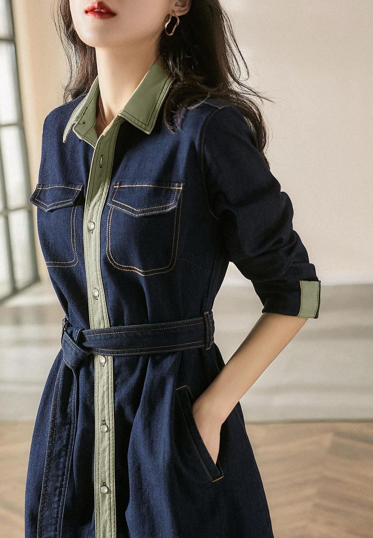 ĐẦM XÒE DENIM PHỐI VIỀN TAY LỞ - DT1707 ĐẦM XÒE DENIM PHỐI VIỀN TAY LỞ - DT1707