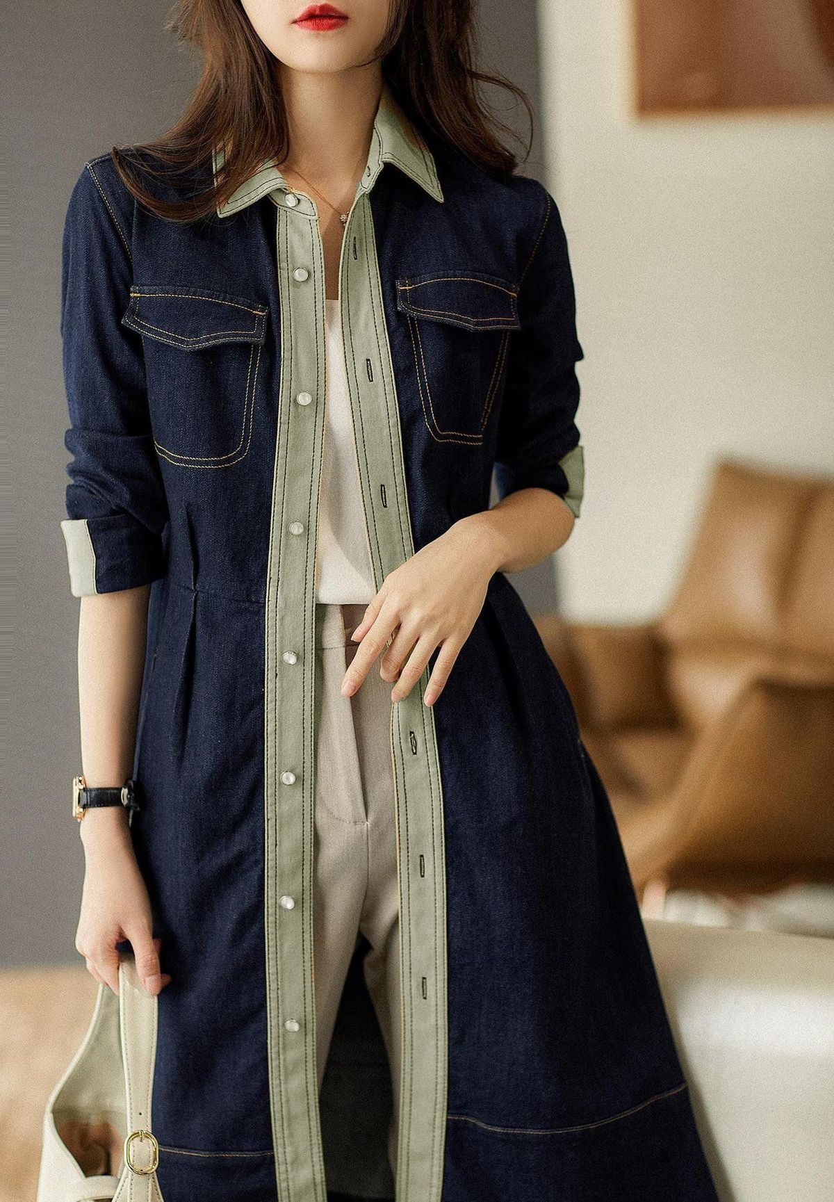 ĐẦM XÒE DENIM PHỐI VIỀN TAY LỞ - DT1707 ĐẦM XÒE DENIM PHỐI VIỀN TAY LỞ - DT1707