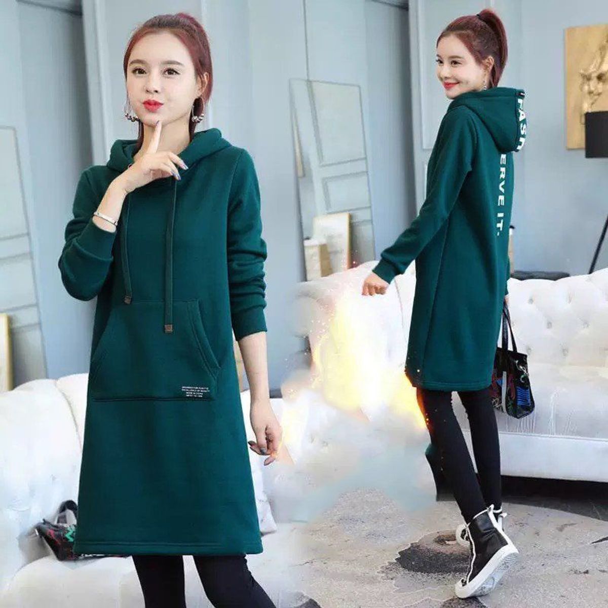 ĐẦM THUN SUÔNG CÓ NÓN FASHION – DT1710 ĐẦM THUN SUÔNG CÓ NÓN FASHION – DT1710