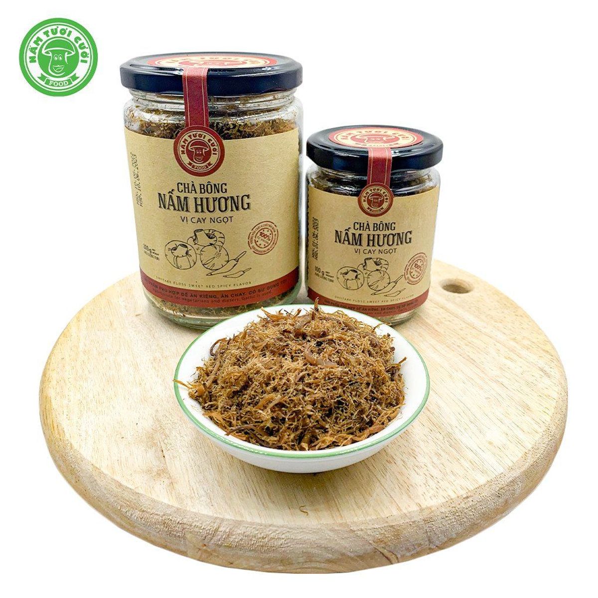 Chà Bông Nấm Chay Vị Cay Ngọt 100g - Nấm Tươi Cười Chà Bông Nấm Chay Vị Cay Ngọt 100g - Nấm Tươi Cười