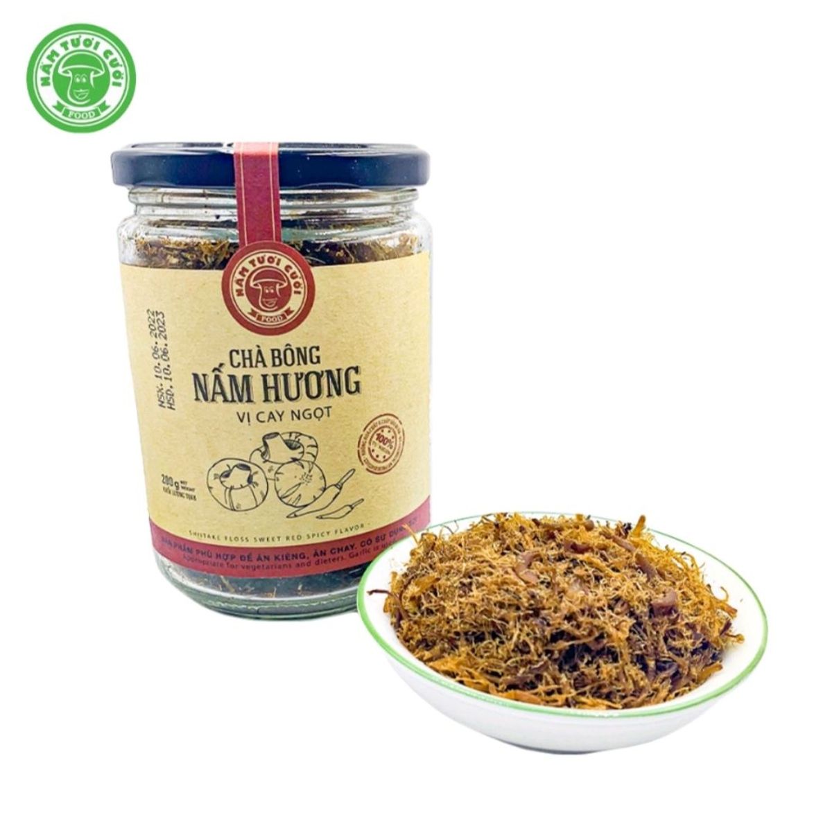 Chà Bông Nấm Chay Vị Cay Ngọt 100g - Nấm Tươi Cười Chà Bông Nấm Chay Vị Cay Ngọt 100g - Nấm Tươi Cười