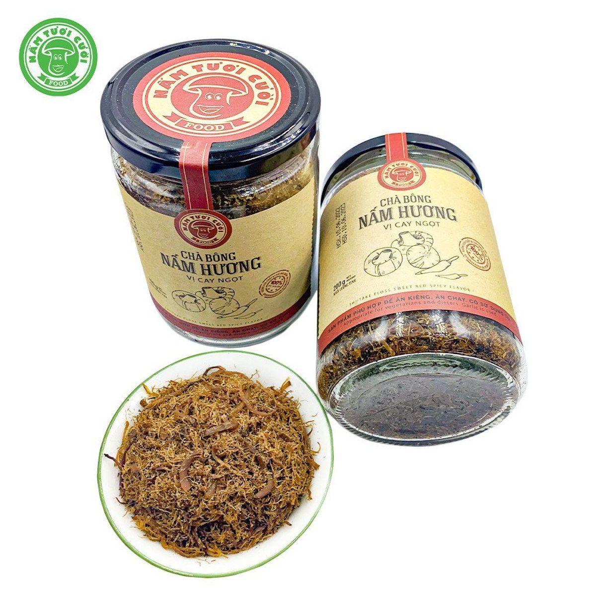 Chà Bông Nấm Chay Vị Cay Ngọt 200g - Nấm Tươi Cười Chà Bông Nấm Chay Vị Cay Ngọt 200g - Nấm Tươi Cười