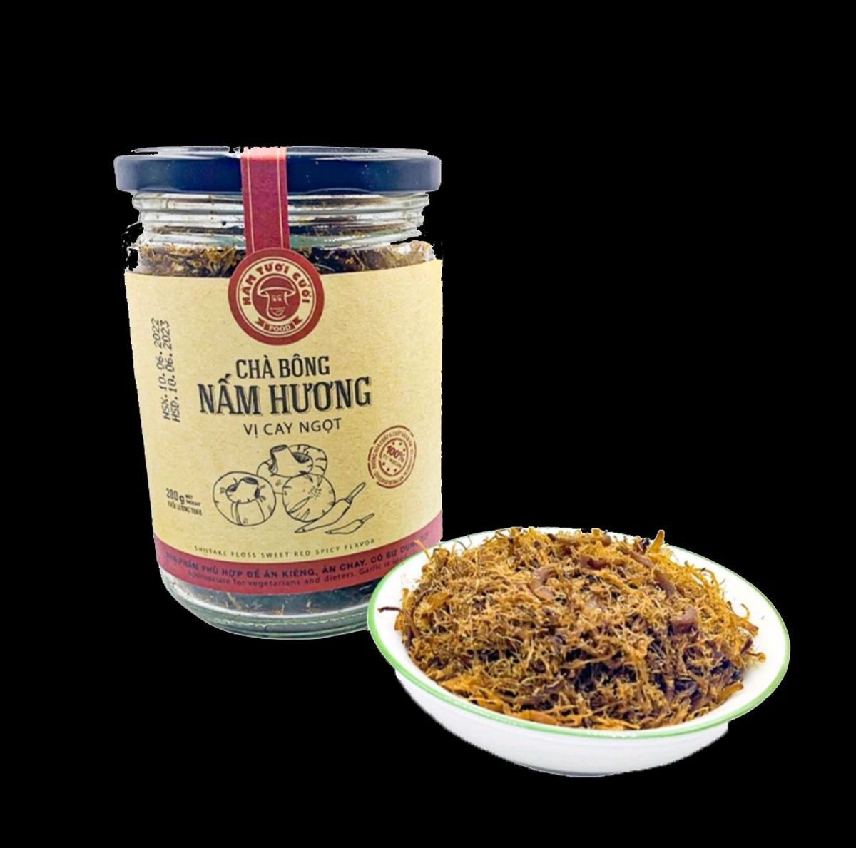 Chà Bông Nấm Chay Vị Cay Ngọt 200g - Nấm Tươi Cười Chà Bông Nấm Chay Vị Cay Ngọt 200g - Nấm Tươi Cười