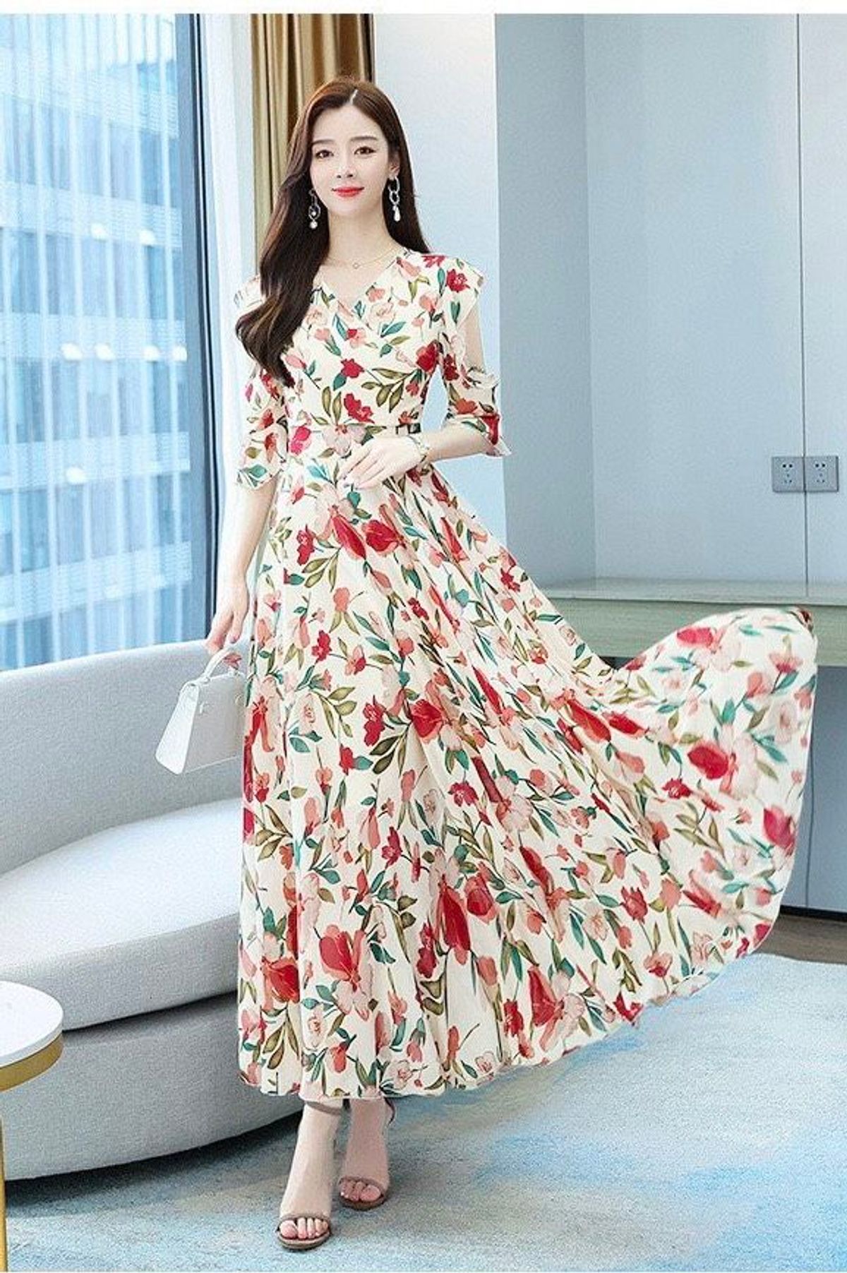 ĐẦM XÒE HOA TAY BÈO CUT OUT – DT1715 ĐẦM XÒE HOA TAY BÈO CUT OUT – DT1715