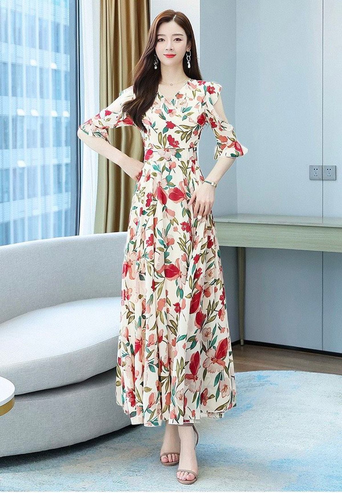ĐẦM XÒE HOA TAY BÈO CUT OUT – DT1715 ĐẦM XÒE HOA TAY BÈO CUT OUT – DT1715