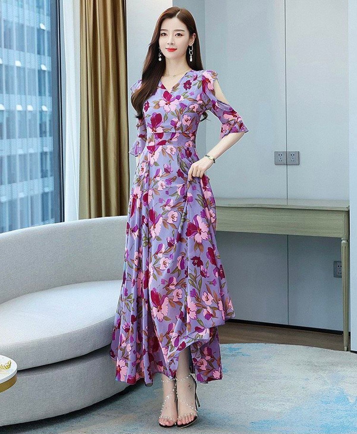 ĐẦM XÒE HOA TAY BÈO CUT OUT – DT1715 ĐẦM XÒE HOA TAY BÈO CUT OUT – DT1715