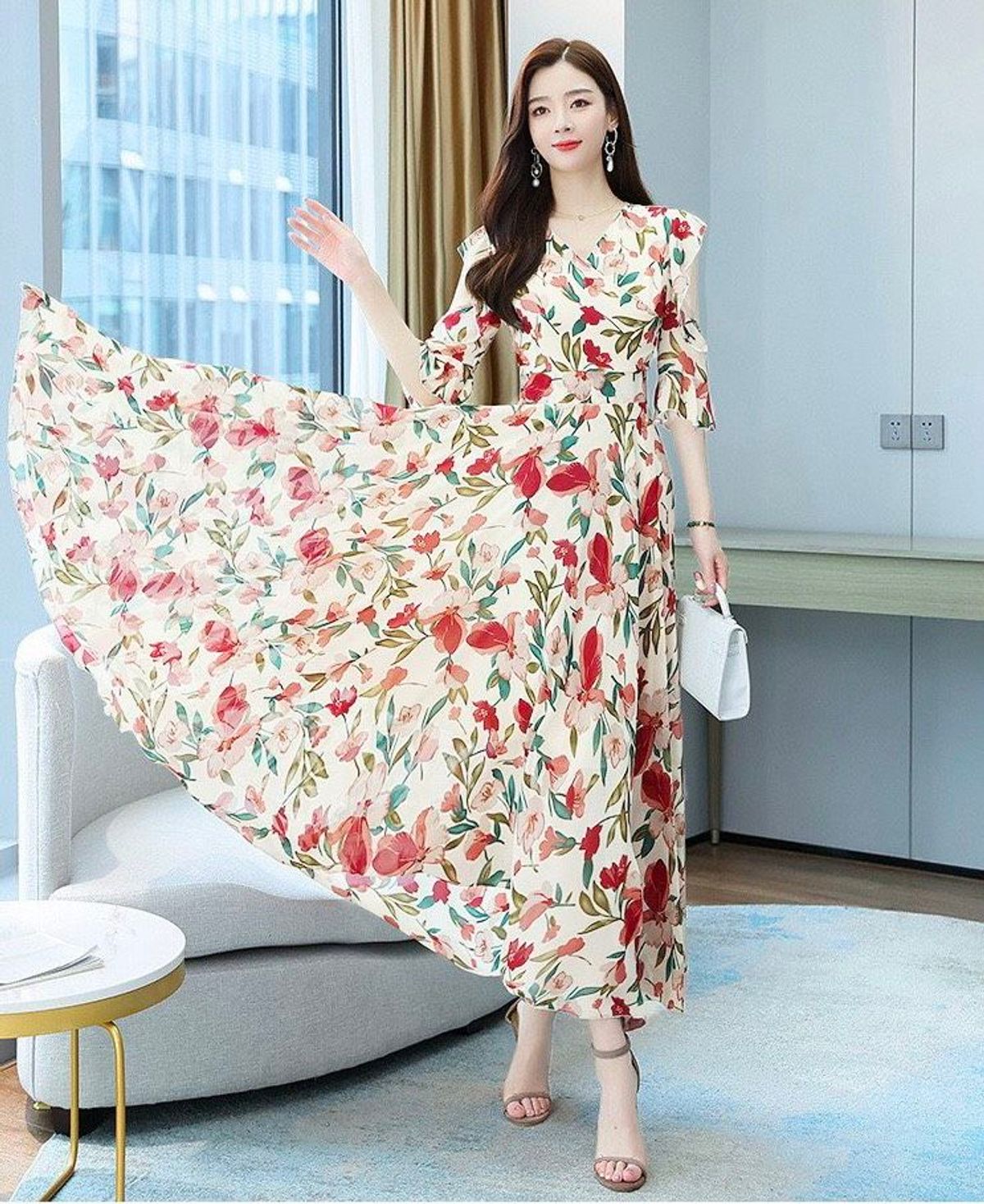 ĐẦM XÒE HOA TAY BÈO CUT OUT – DT1715 ĐẦM XÒE HOA TAY BÈO CUT OUT – DT1715